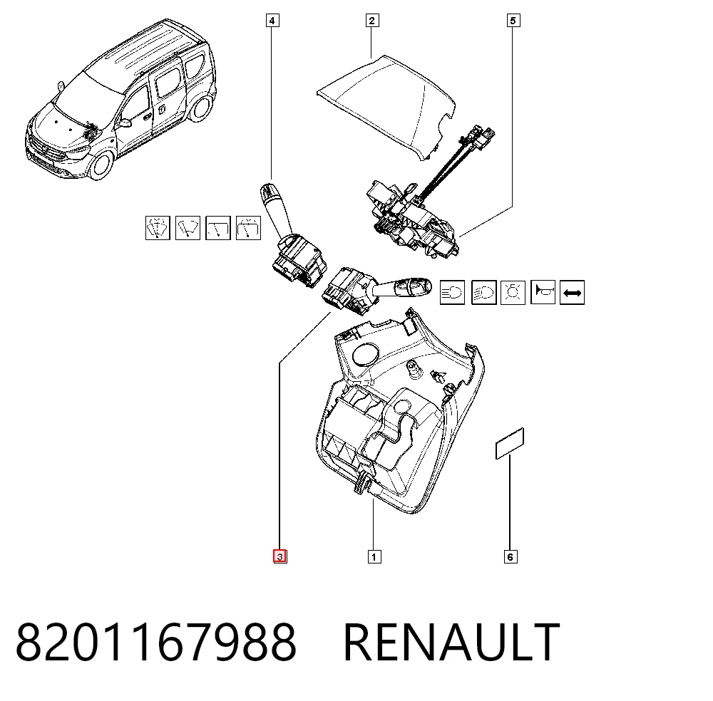 8201167988 Renault (RVI) Перемикач підрульовий, лівий