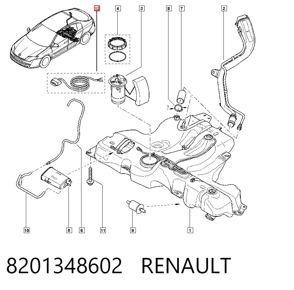 8201348602 Renault (RVI) Фішка (роз'єм) паливного насоса