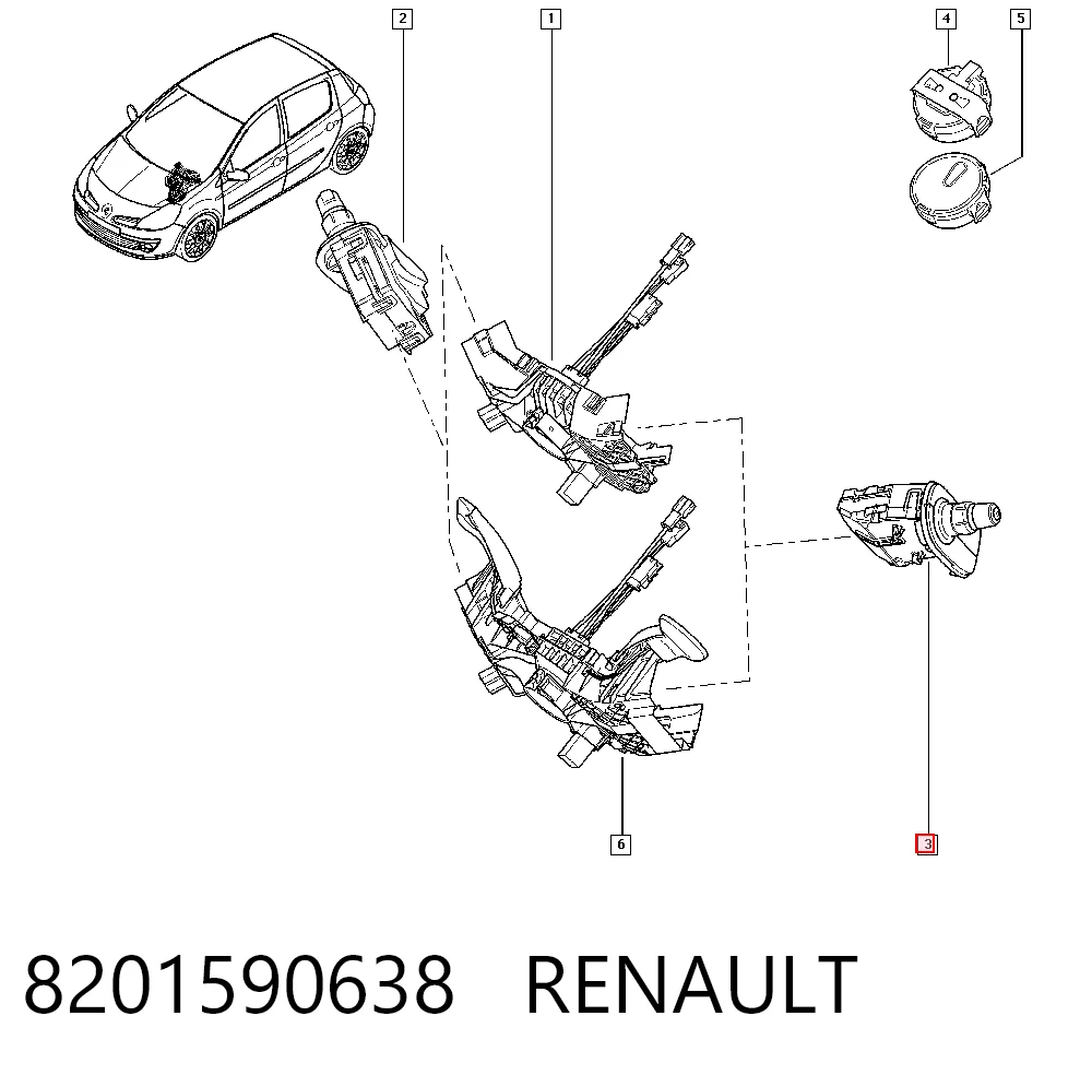 8201590638 Renault (RVI) Перемикач підрульовий, лівий