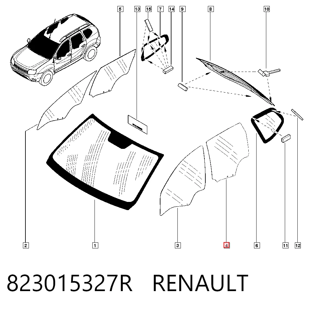AB12270A Sekurit Скло задніх дверей, лівих