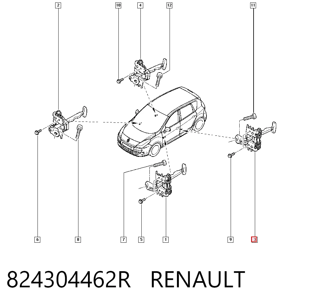 824304462R Renault (RVI) Обмежувач відкриття дверей, задній