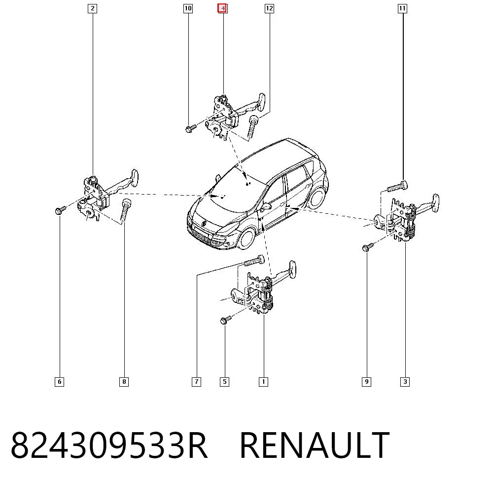 824309533R Renault (RVI) Обмежувач відкриття дверей, задній