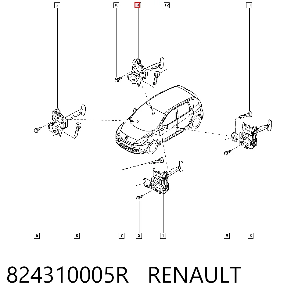 824310005R Renault (RVI) Обмежувач відкриття дверей, задній