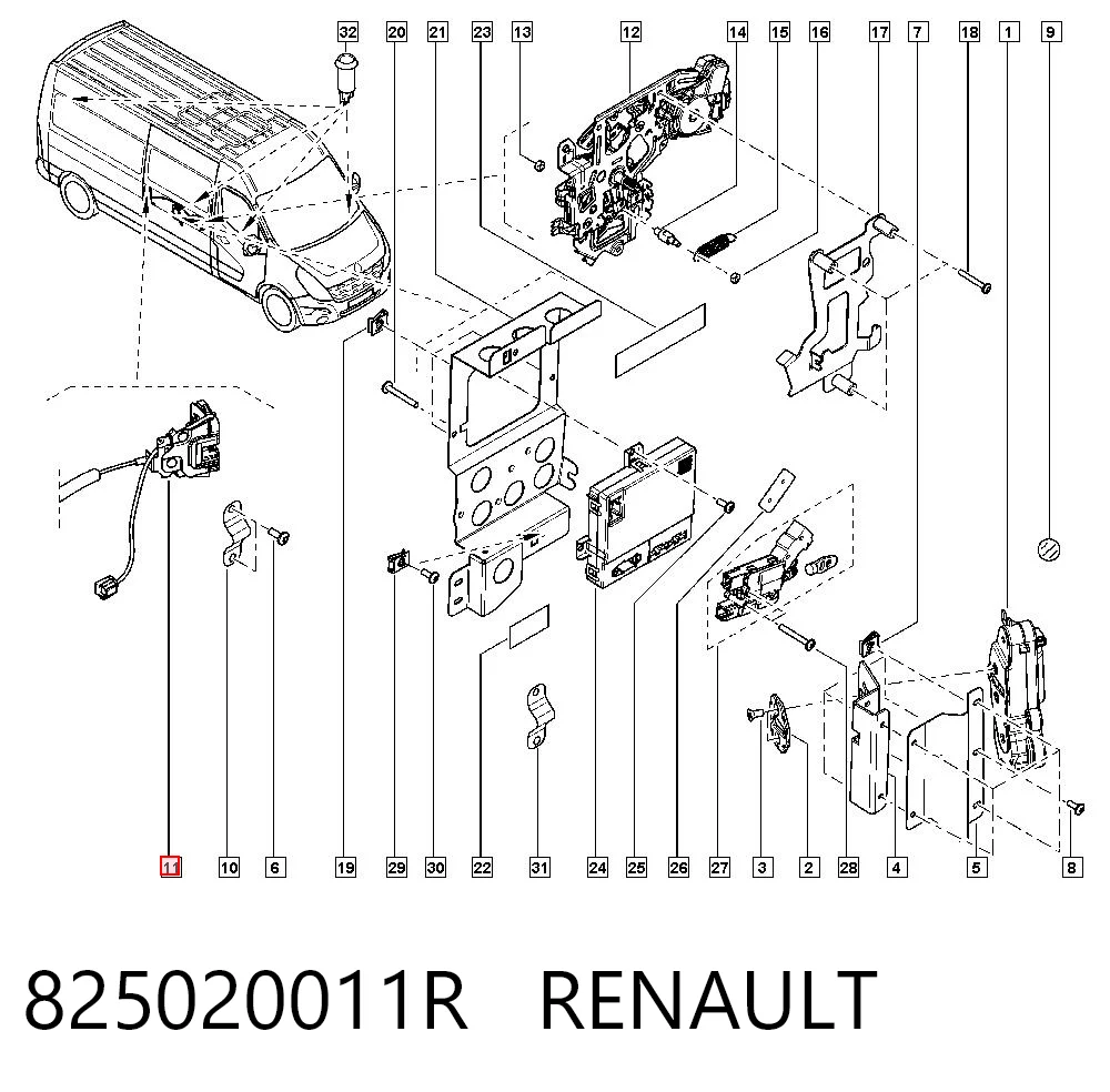 Купити 4419749 Renault (RVI) Механізм замка дверей бічний (зсувний)