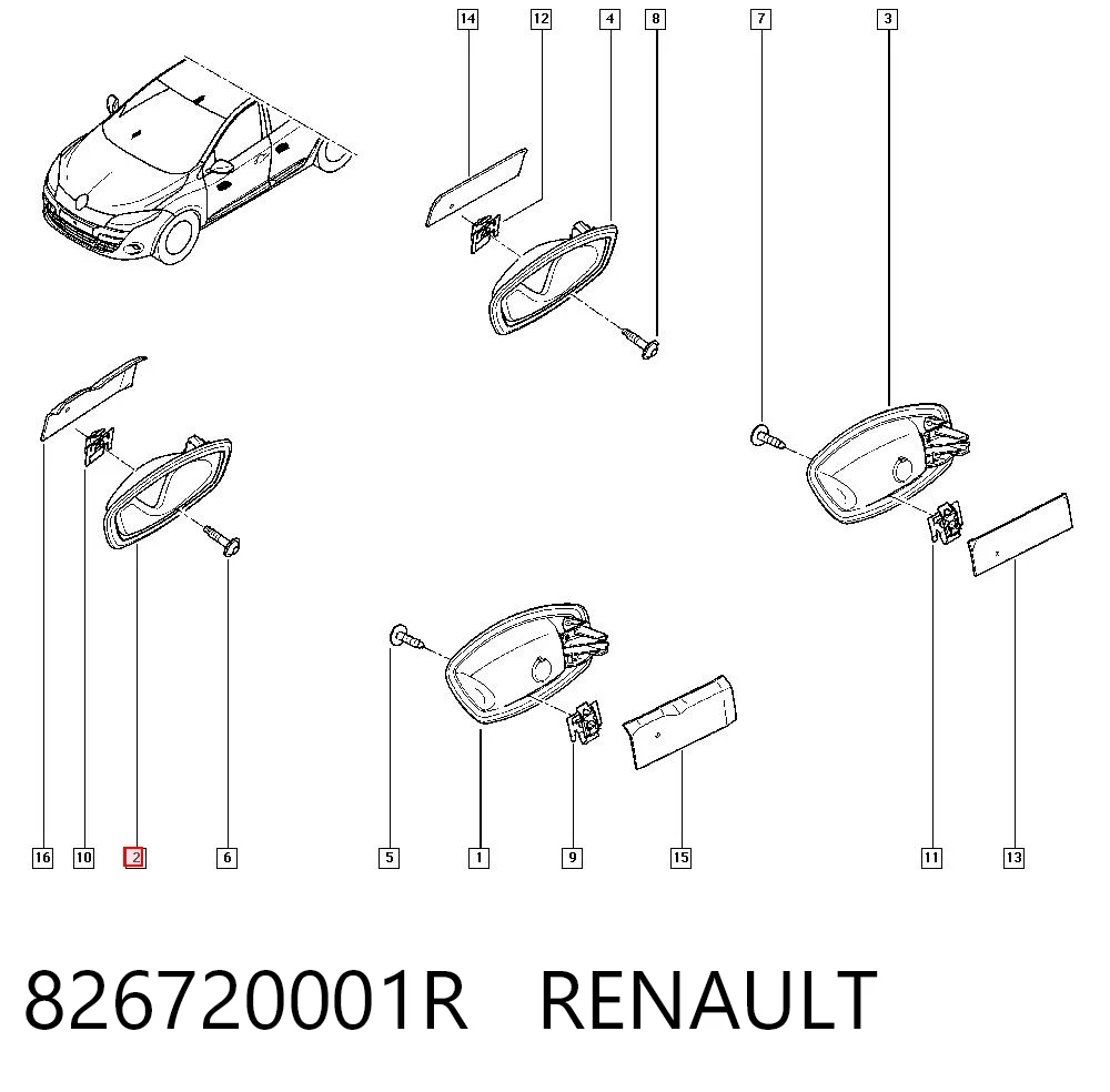 826720001R Renault (RVI) Ручка двері правою внутрішня перед/зад