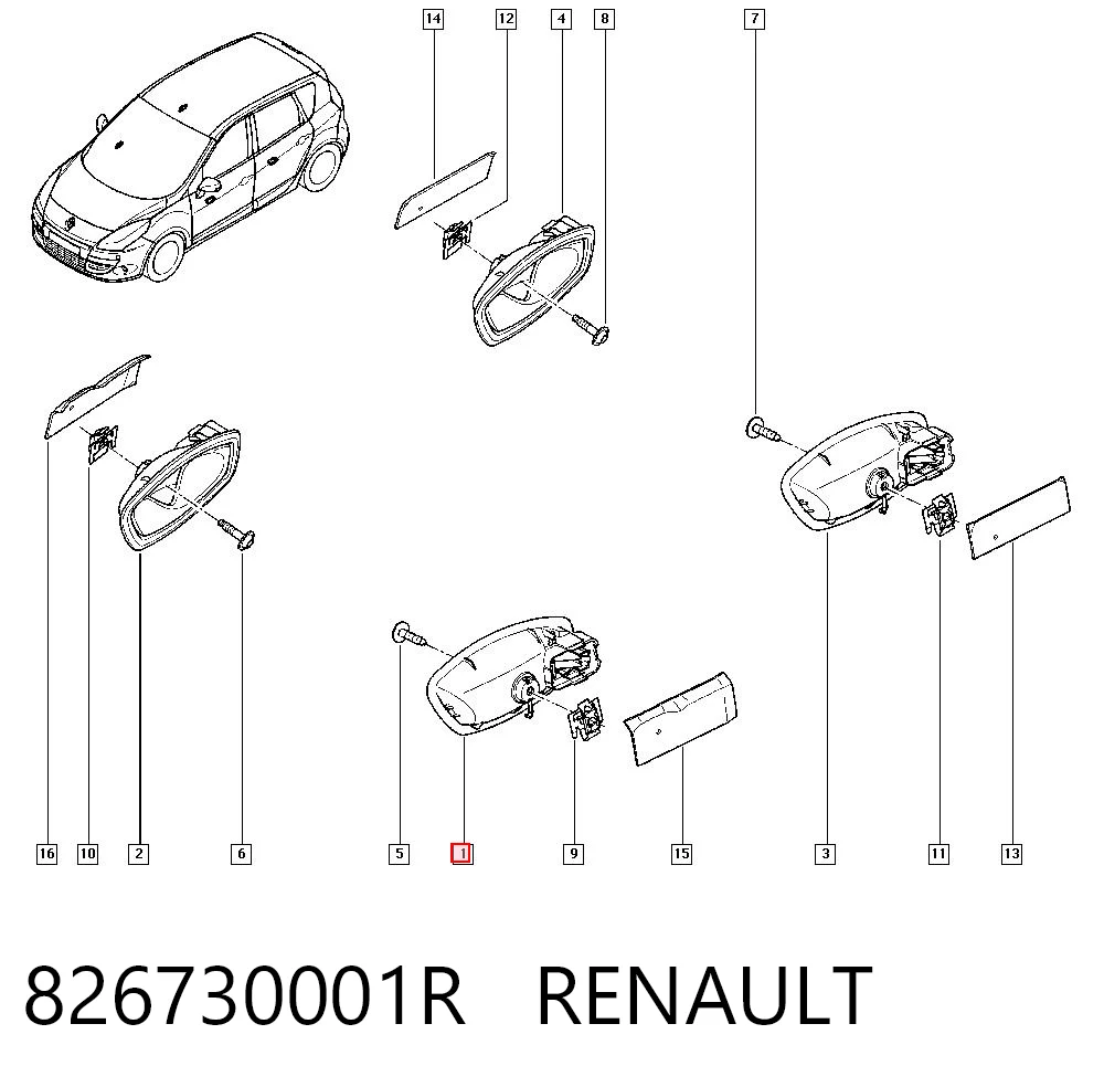 826730001R Renault (RVI) Ручка дверей лівих, внутрішня, перед/зад