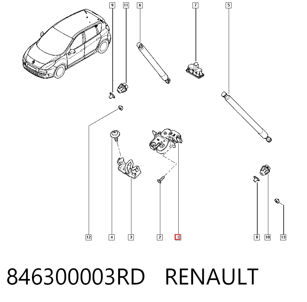Замок кришки багажника Dacia Duster 
