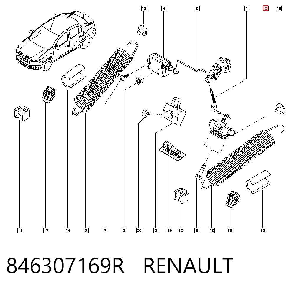 846307169R Renault (RVI) Замок п'ятих дверей