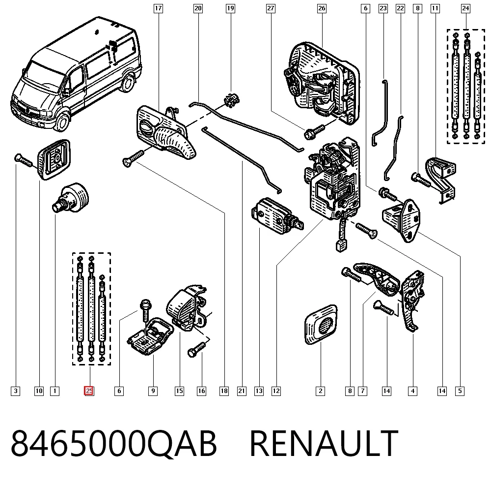 Трос відкривання двері задньої правої 8465000QAB Nissan/Infiniti