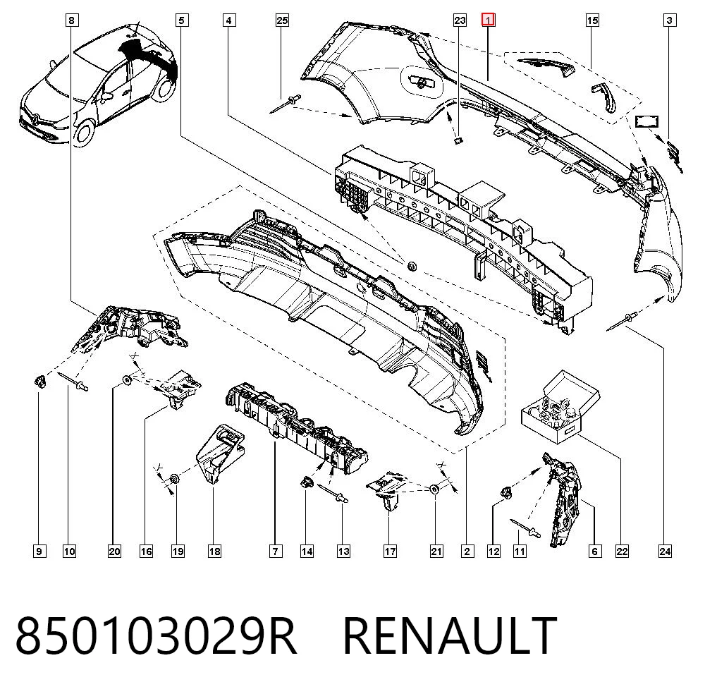 Бампер задній, верхня частина Polcar 60B196 ціна, від 68.77 USD