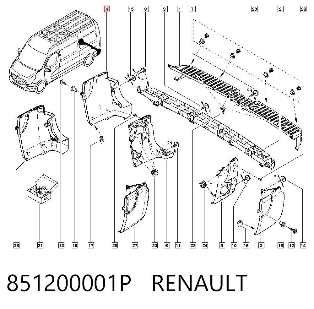 95529546 Opel Бампер задній, права частина