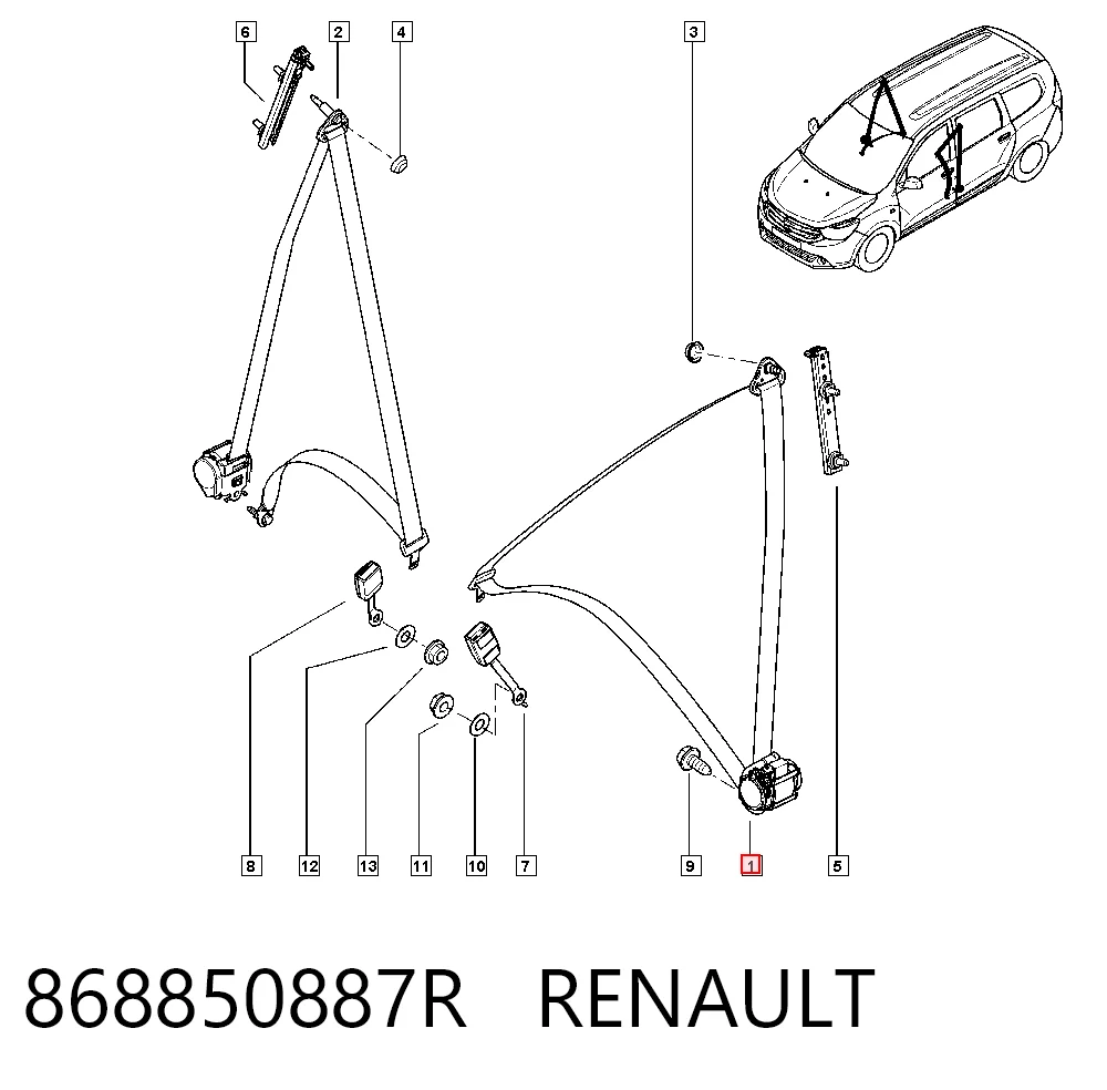 Пасок безпеки передній правий VAG 868842775R ціна, від 19.47 USD