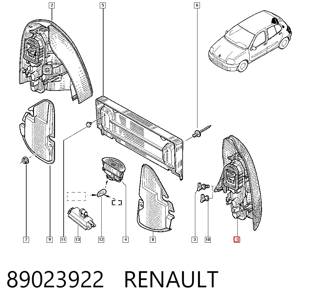 Ліхтар задній лівий Renault Clio II
