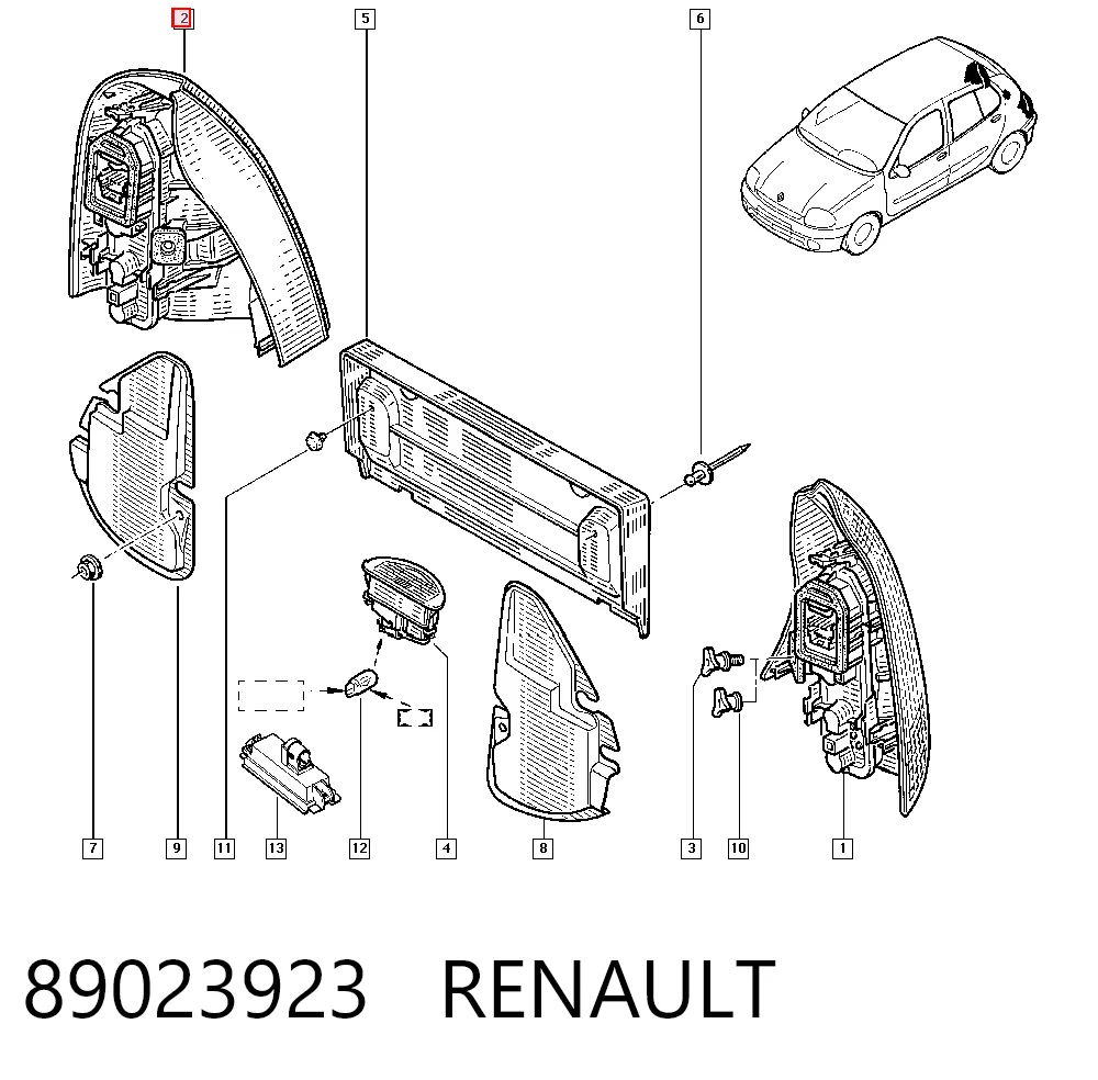 Задній правий стоп Renault Clio II