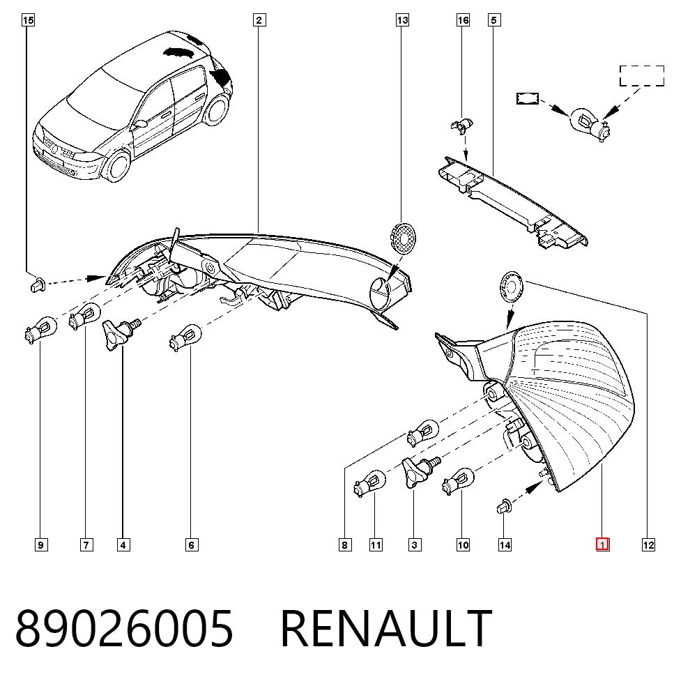 Купити Лівий стоп Renault Megane II BM0, CM0, BM1, CM1