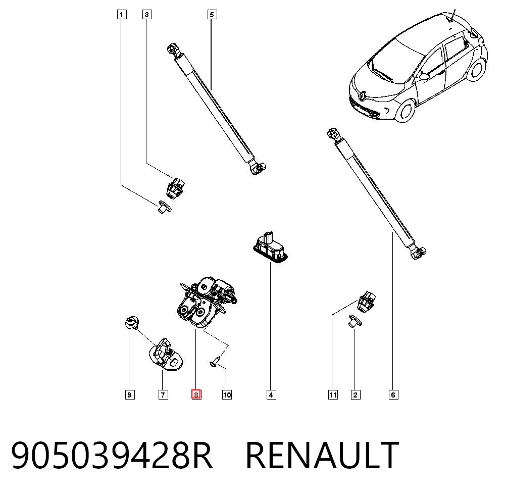 905039428R Renault (RVI) Замок п'ятих дверей