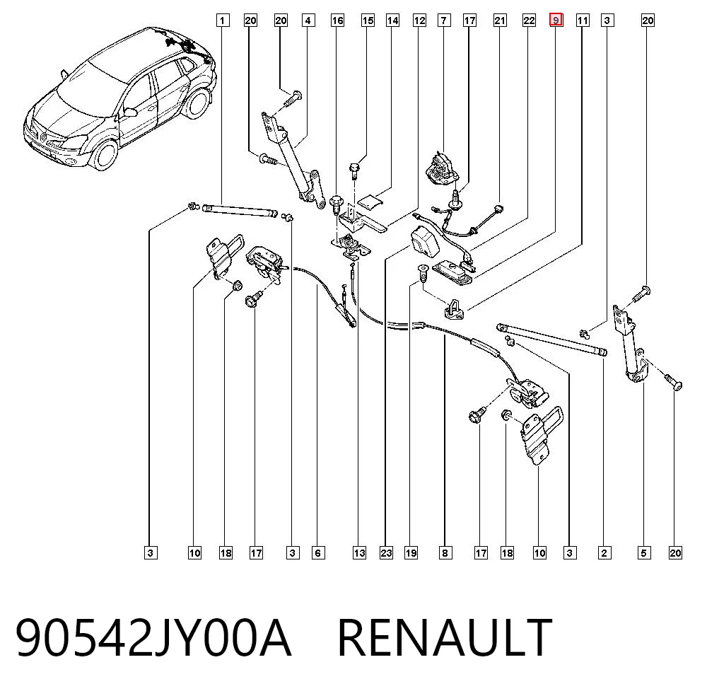 90542JY00A Renault (RVI) Кнопка приводу замка задньої 3/5 двері (ляди)