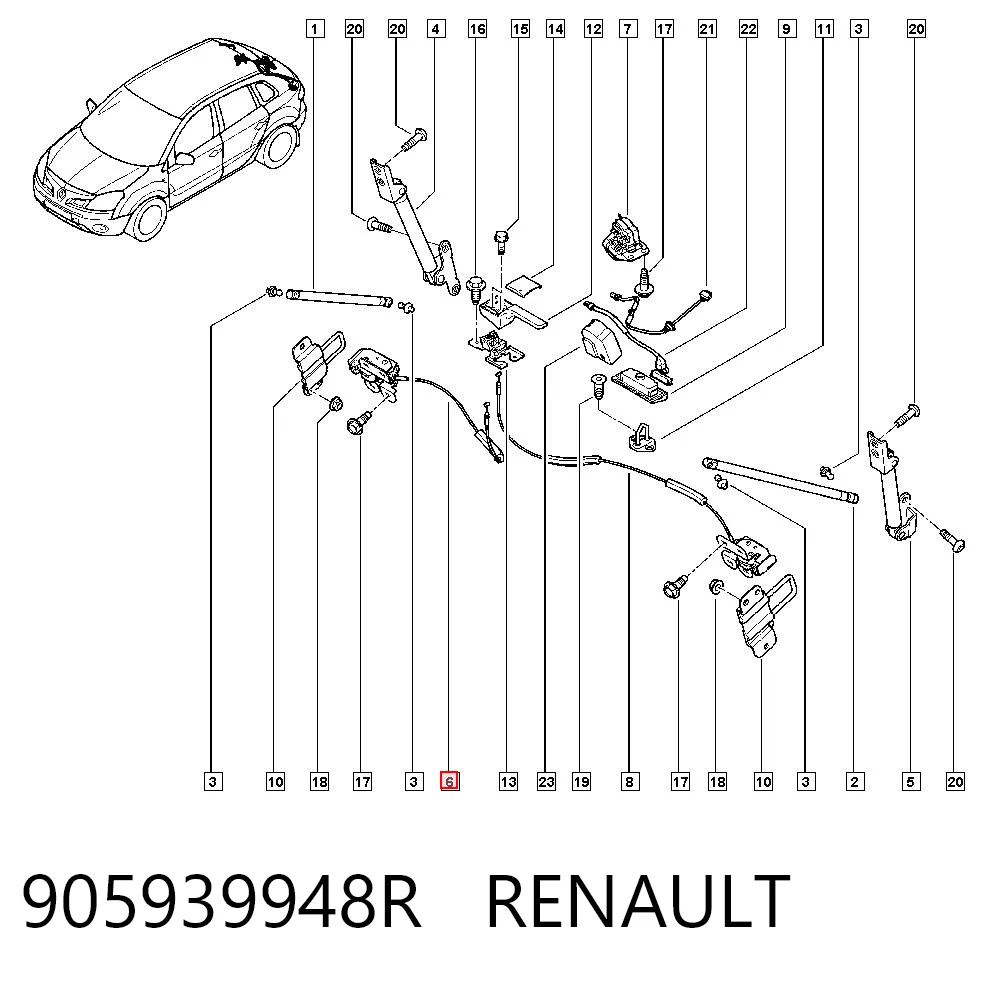 905939948R Renault (RVI) Замок п'ятих дверей