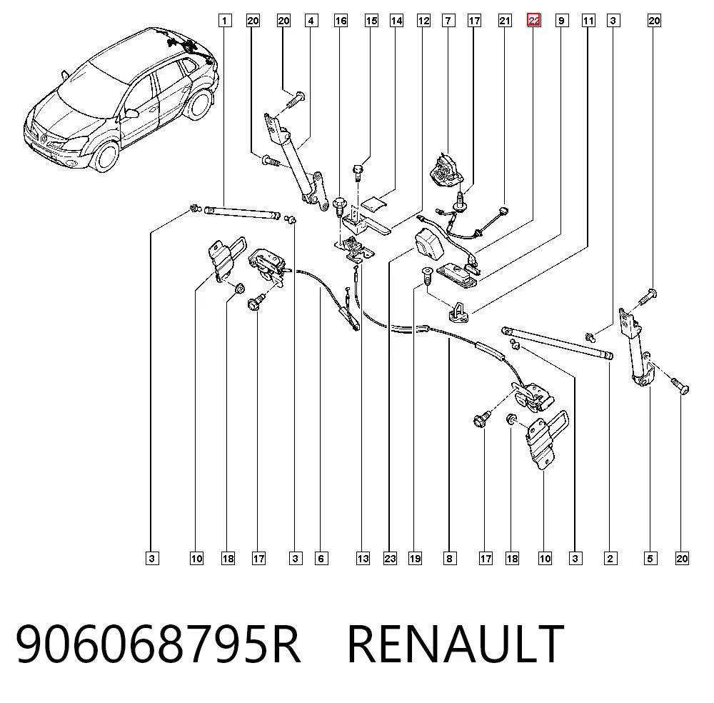 906068795R Renault (RVI) Кнопка салону приводу замка 3/5 дверей (ляди) / кришки багажника