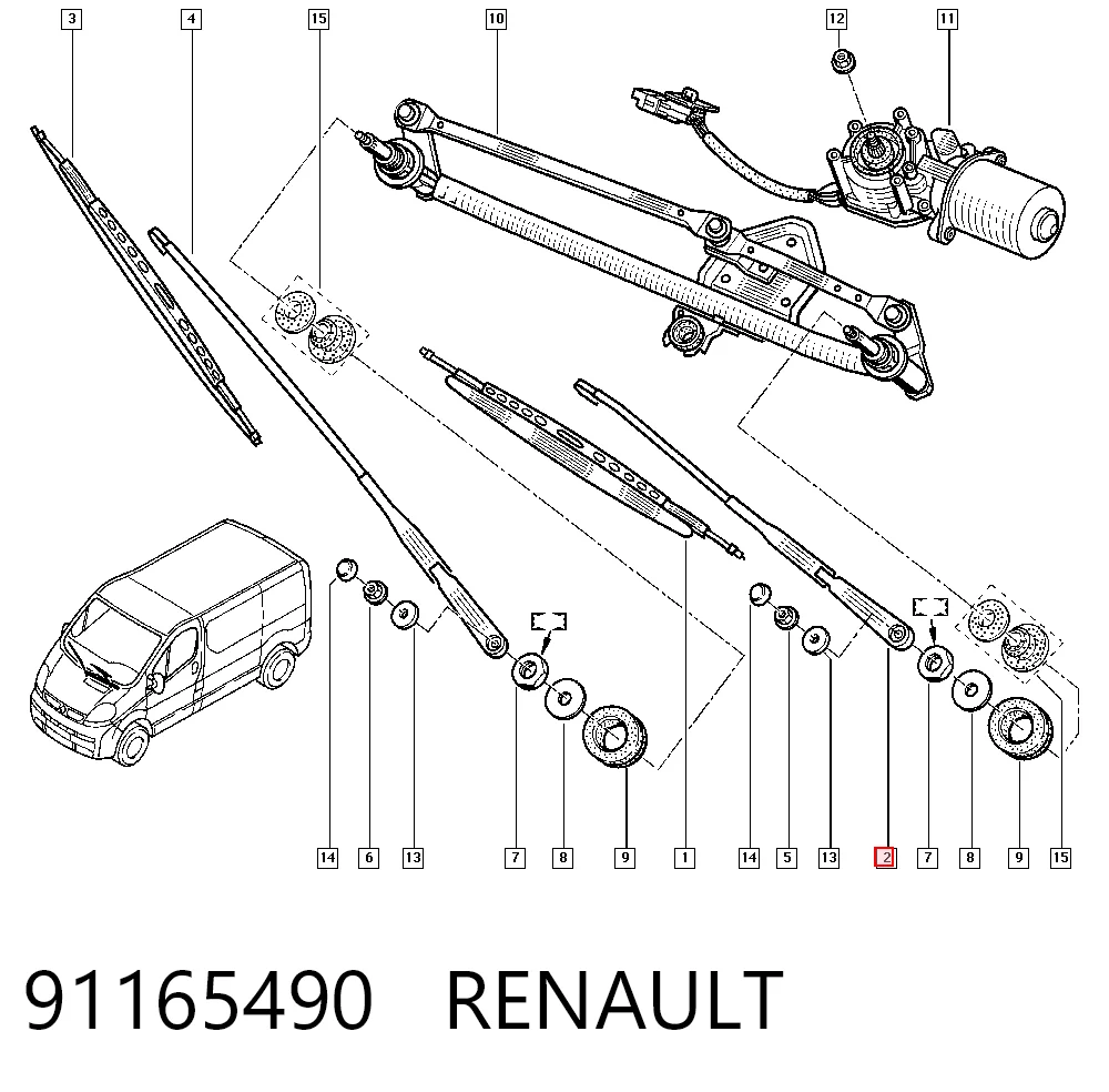 Поводок двірника General Motors 91160060
