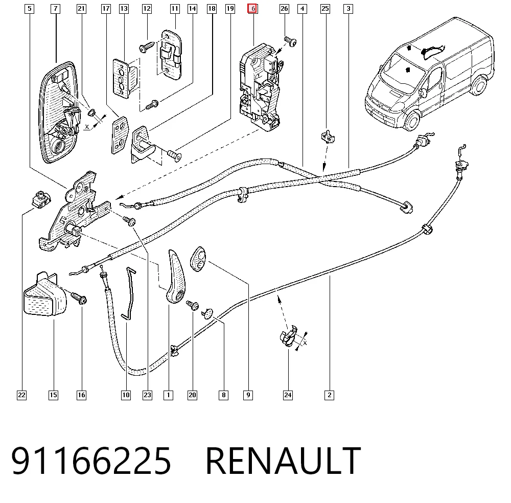 Замок дверей зсувних Peugeot/Citroen 91166225