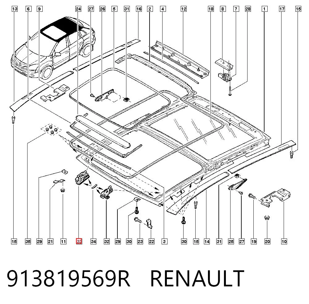 913819569R Renault (RVI) Ремкомплект полозок люка