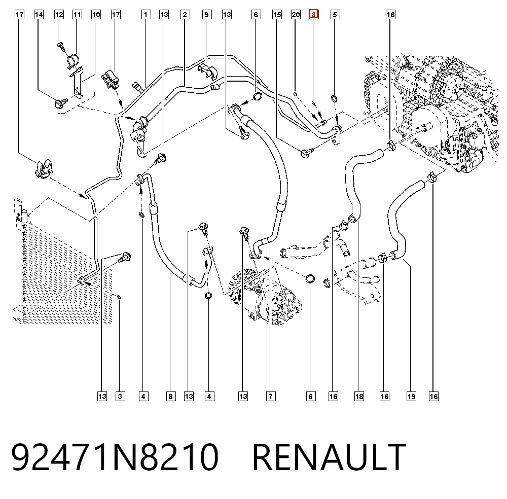 Кільце ущільнююче шланга компресора, нагнітального 14450483 Ferrari