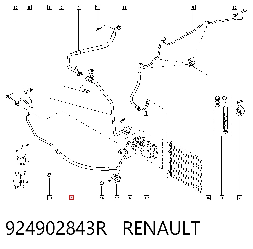 Купити 95523057 Peugeot/Citroen Шланг кондиціонера, від компресора до радіатора