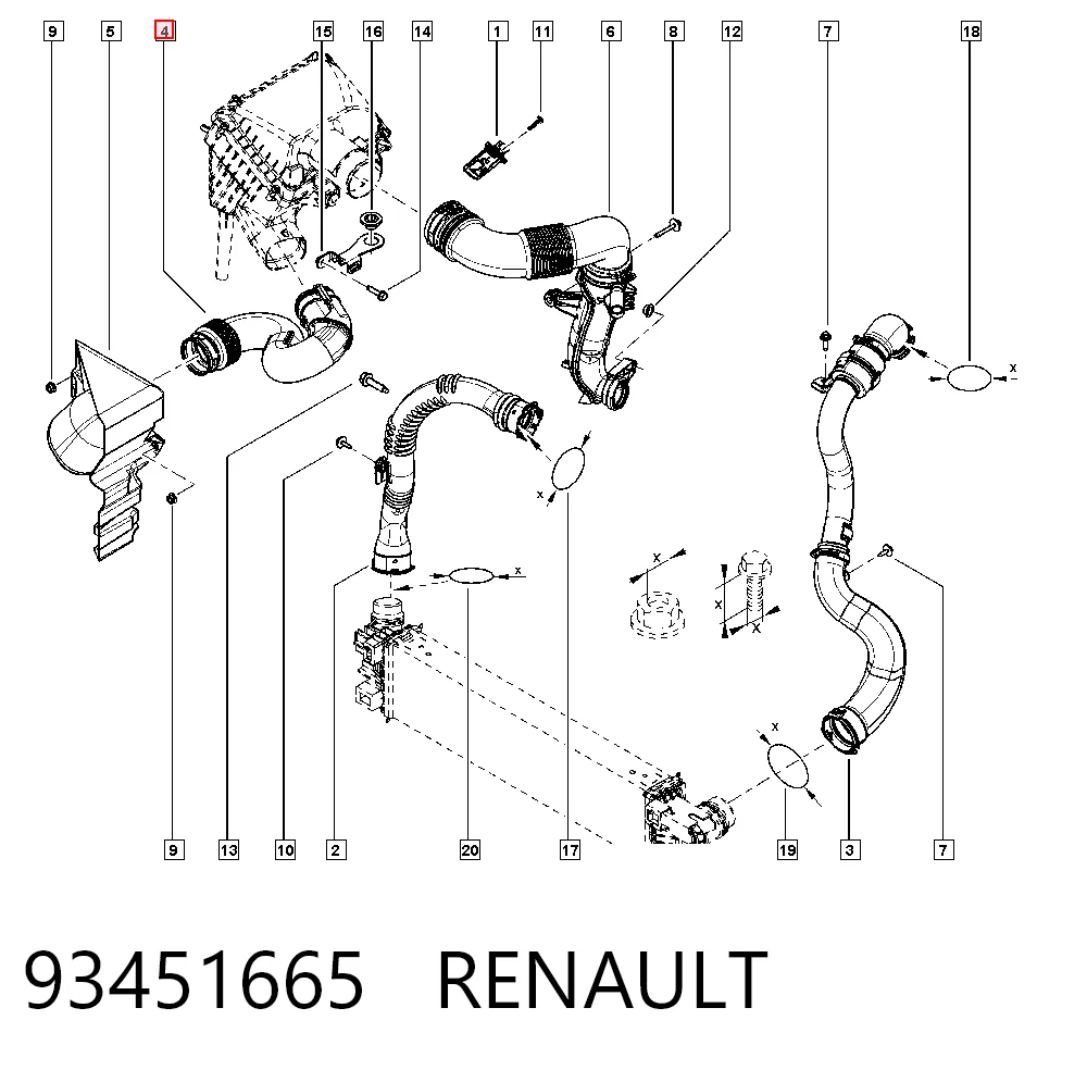 Патрубок повітряний, вхід повітряного фільтра Nissan/Infiniti 165555514R ціна, від 16.82 USD