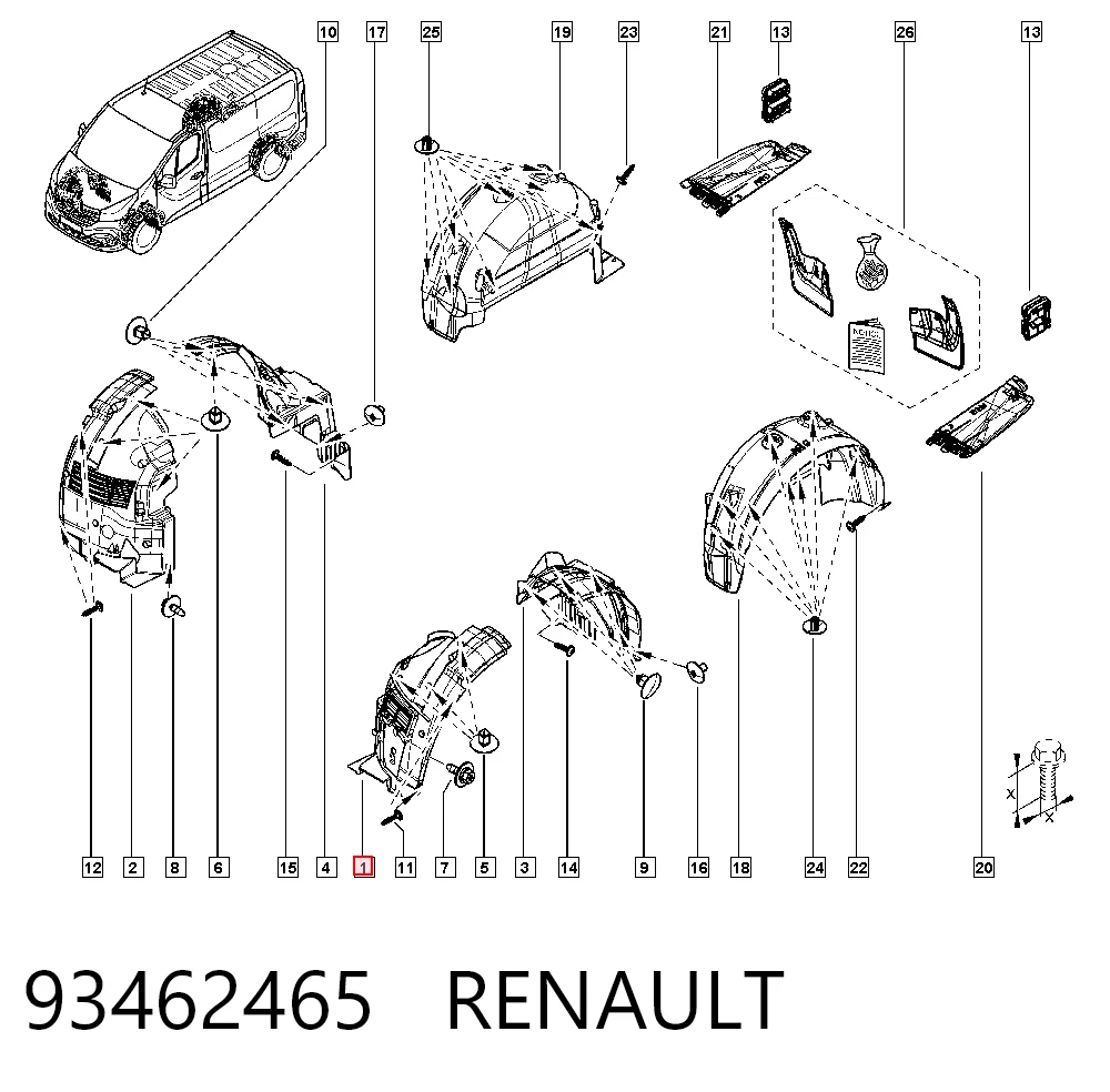 Підкрилок переднього крила, лівий передній General Motors 93462465