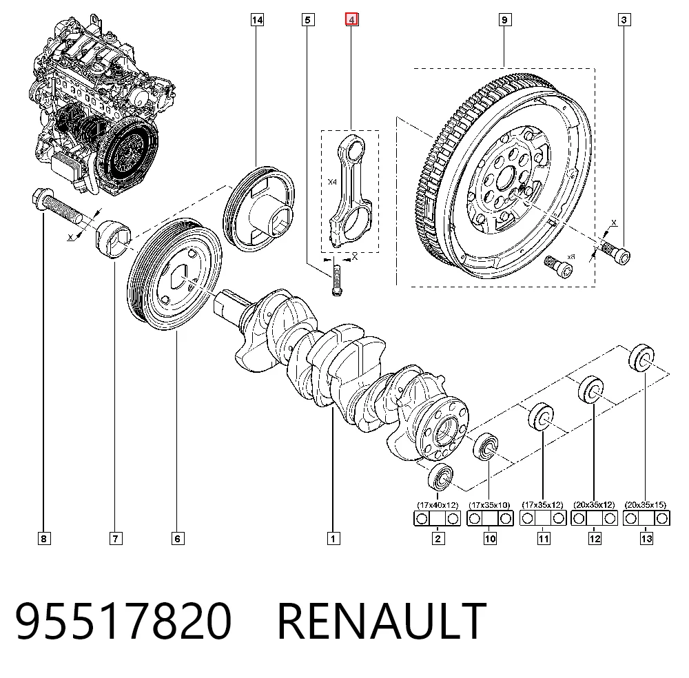 Вкладиші шатунові Opel 95517820