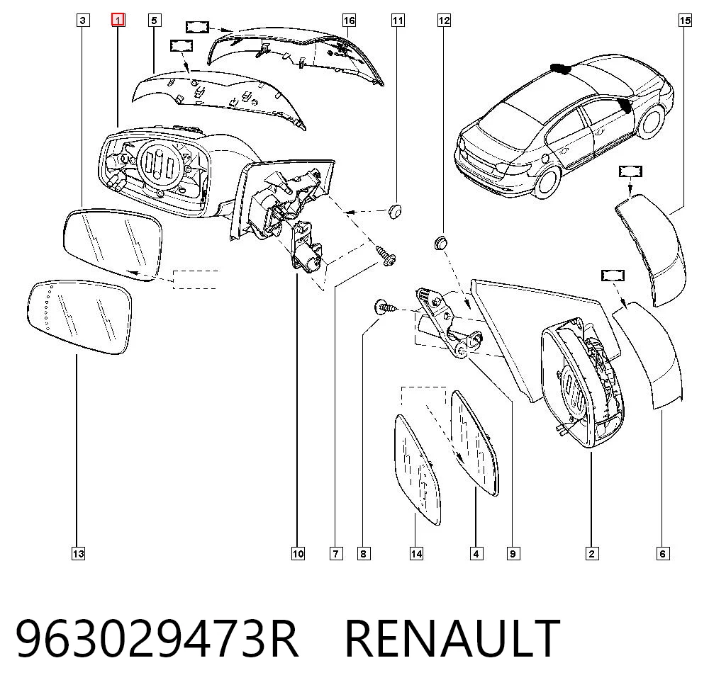 Купити Ліве бокове дзеркало Renault Fluence  L3