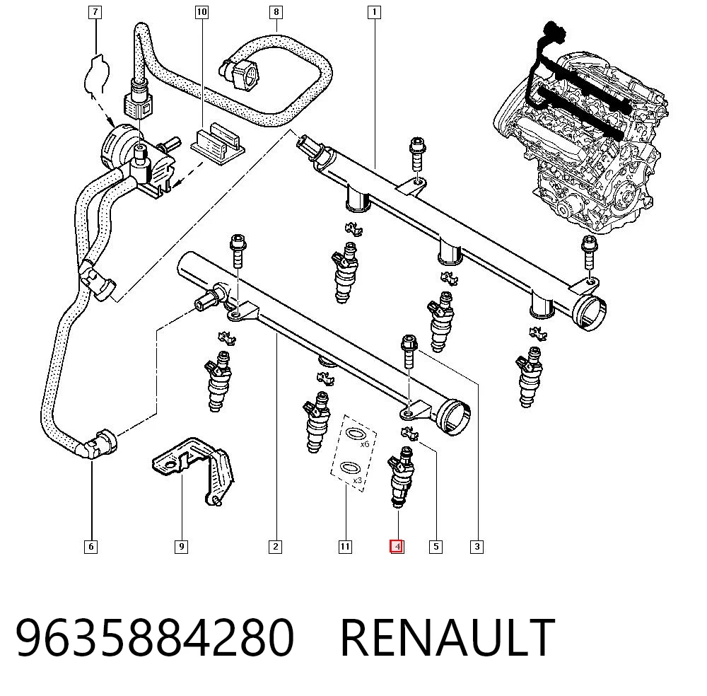 9635884280 Renault (RVI) Форсунка вприску палива