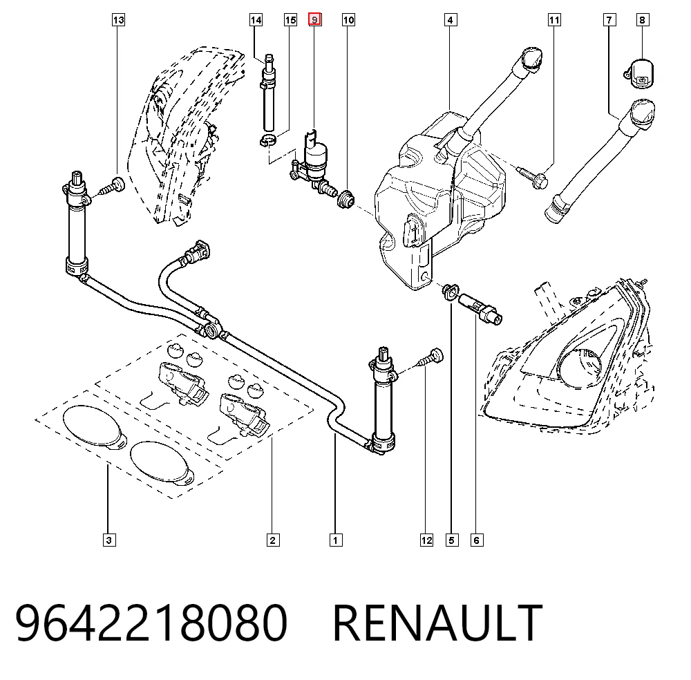 9642218080 Renault (RVI) Насос-двигун омивача фар