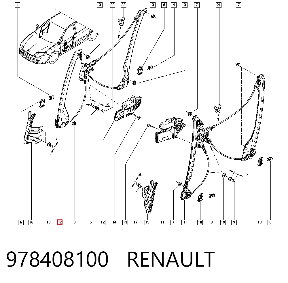 Механізм склопідіймача дверей передніх, правих Renault Laguna III хетчбек (BT0, BT1) (2007 - 2015) ціна, від 19.75 USD