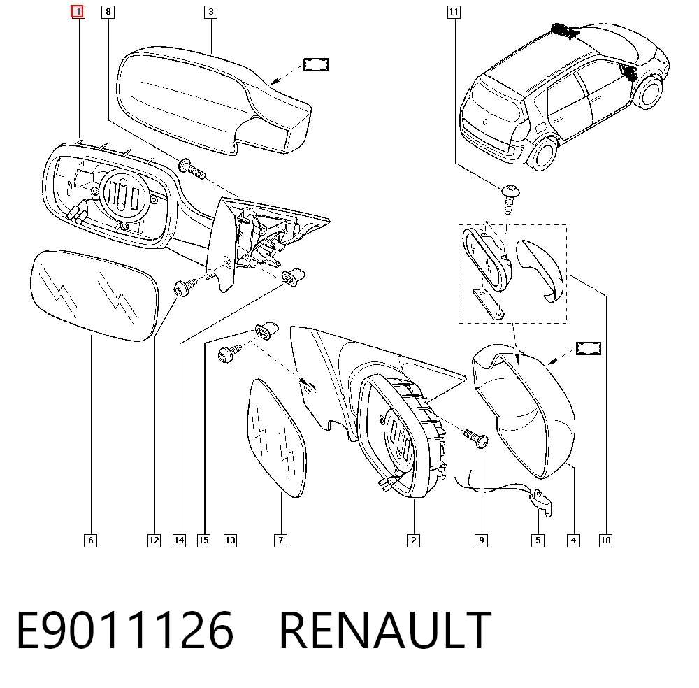  Ліве бокове дзеркало Renault Scenic 2