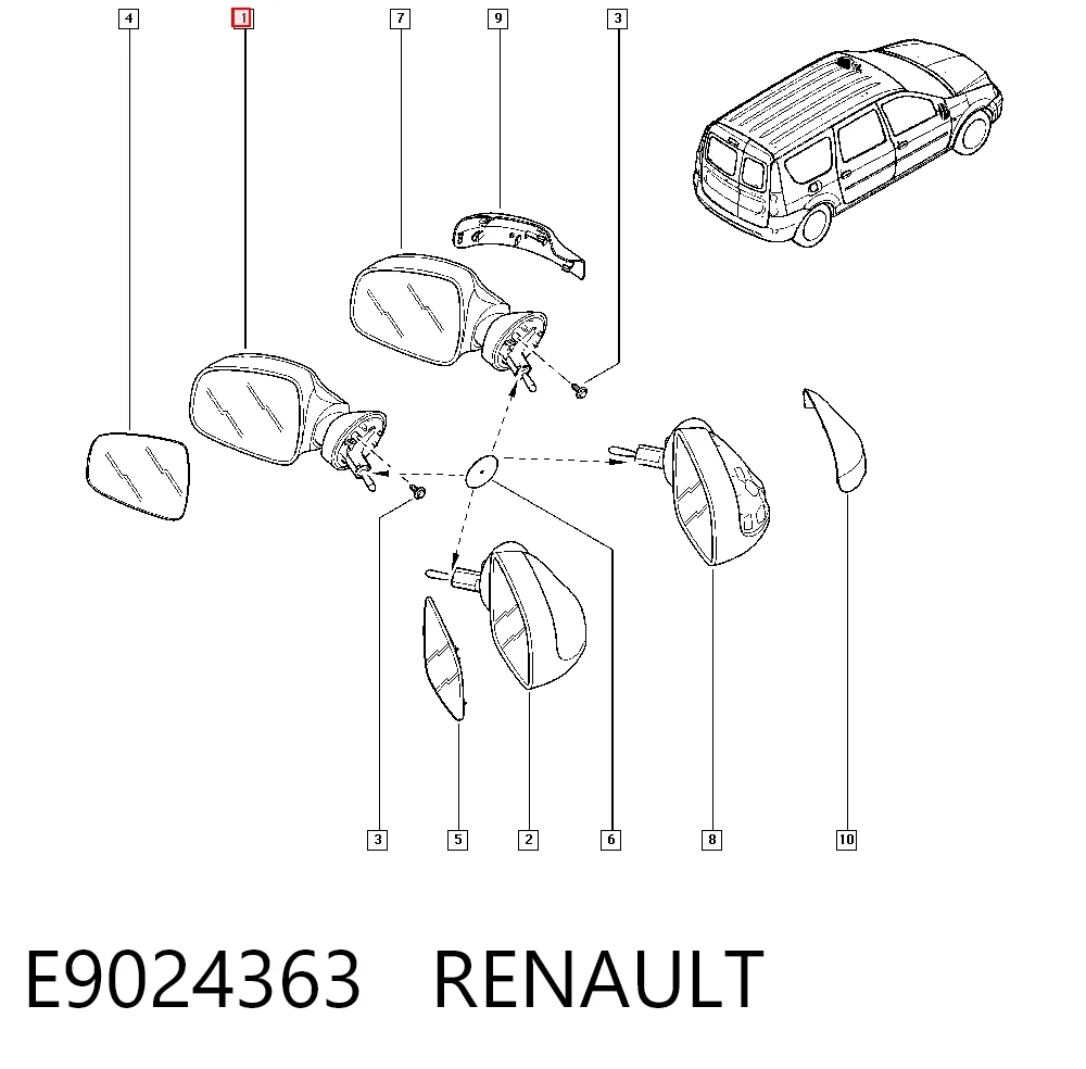 Ліве бічне дзеркало Renault LOGAN I седан (LS) (2015 - 2026) ціна, від 28.00 USD