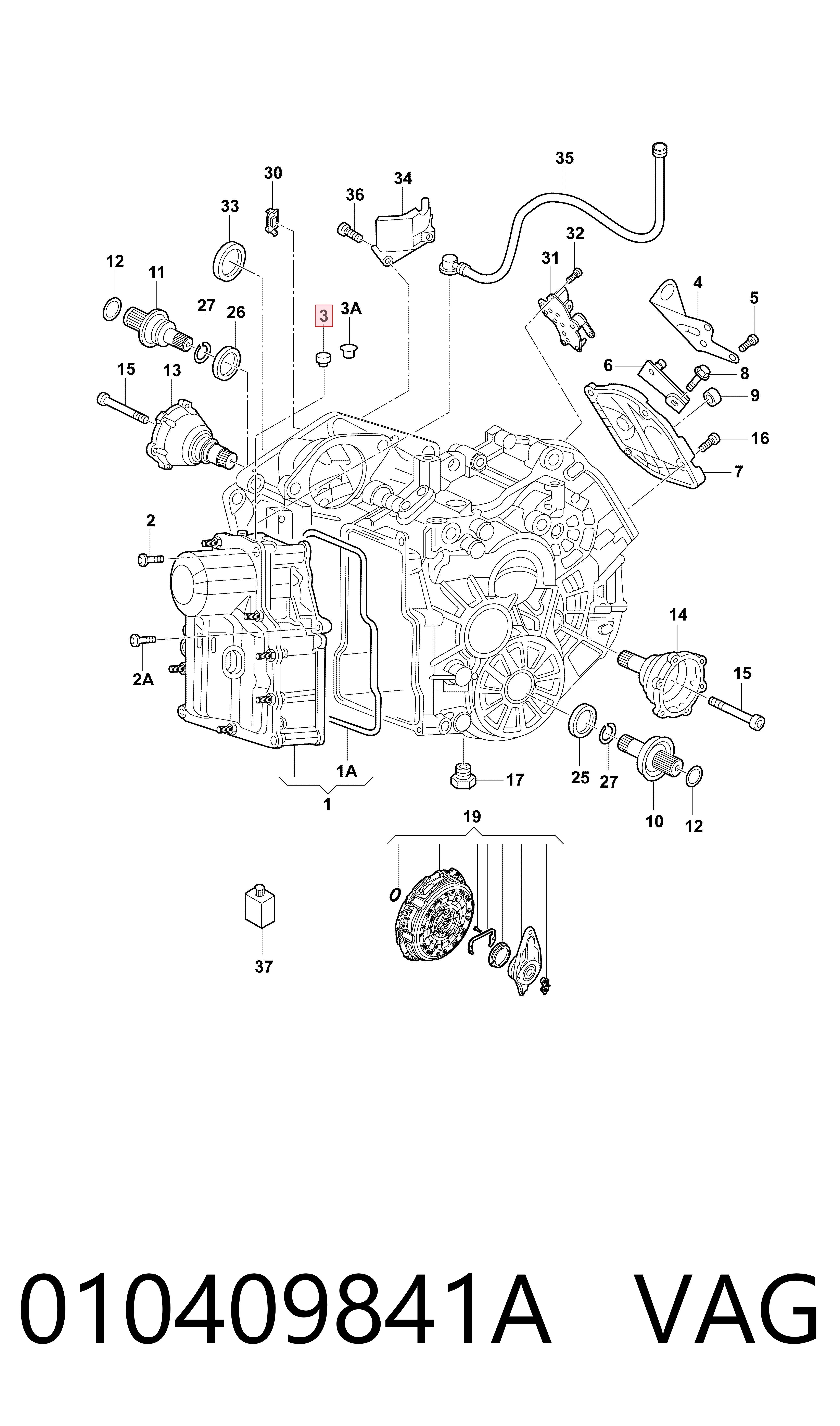 Кришка коробки передач VAG 010409841A ціна, від 4.03 USD