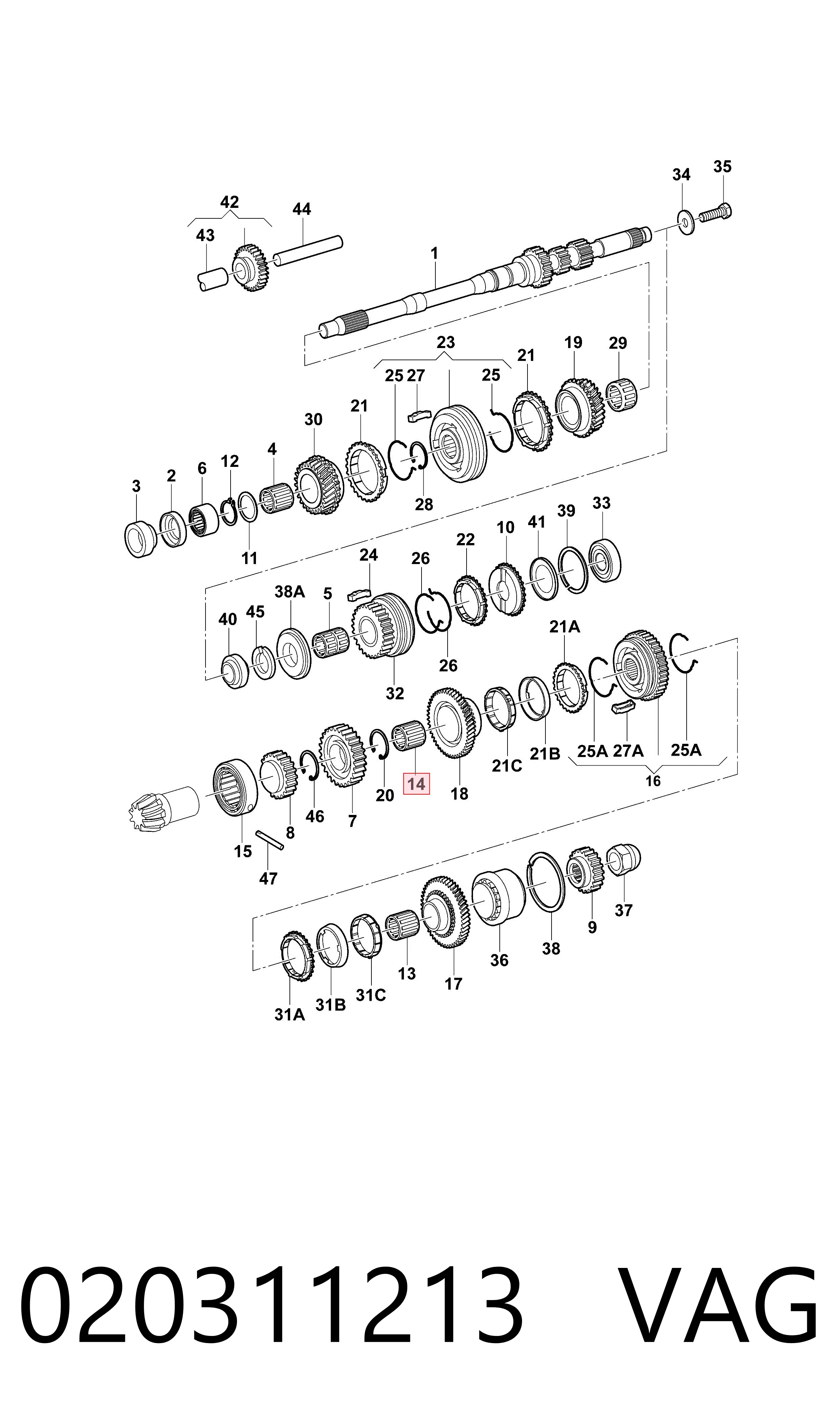 Підшипник КПП VAG 020311213 ціна, від 25.34 USD
