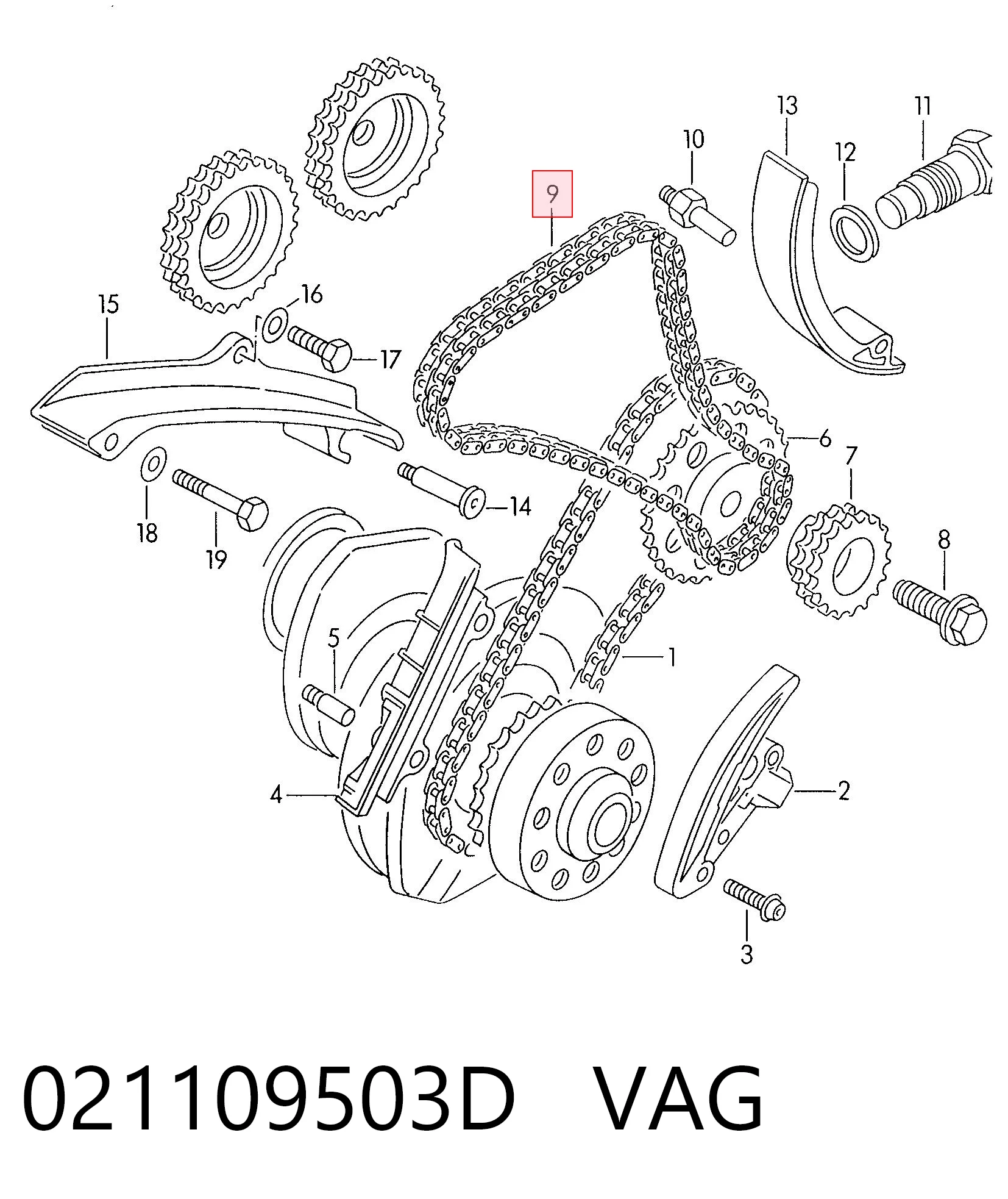 Купити 95VW6268CB Ford Ланцюг ГРМ, верхня