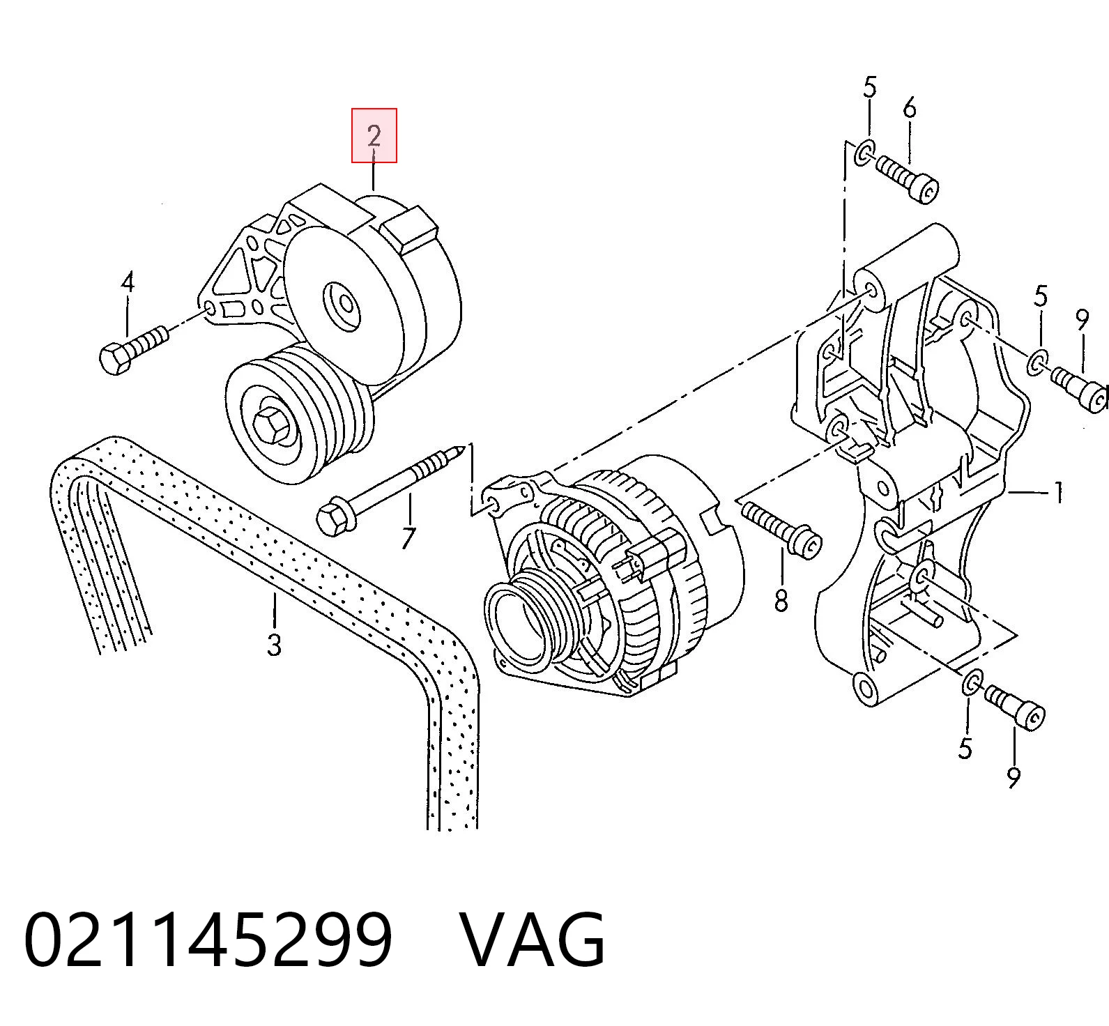 Натяжна планка поліклинового ременя на Ford Galaxy I VX WGR