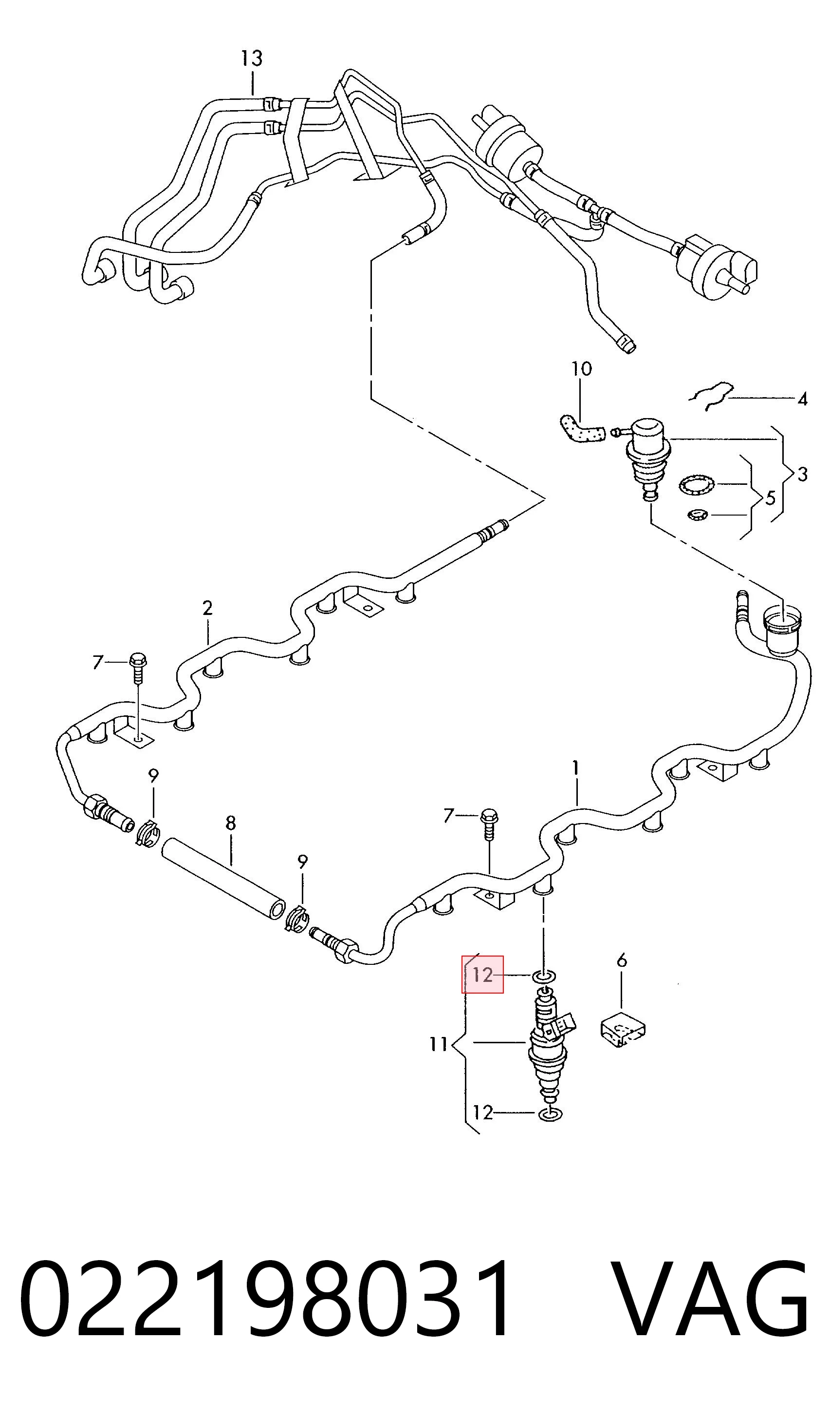 Форсунки (ремкомплект) VAG 022198031 ціна, від 5.63 USD