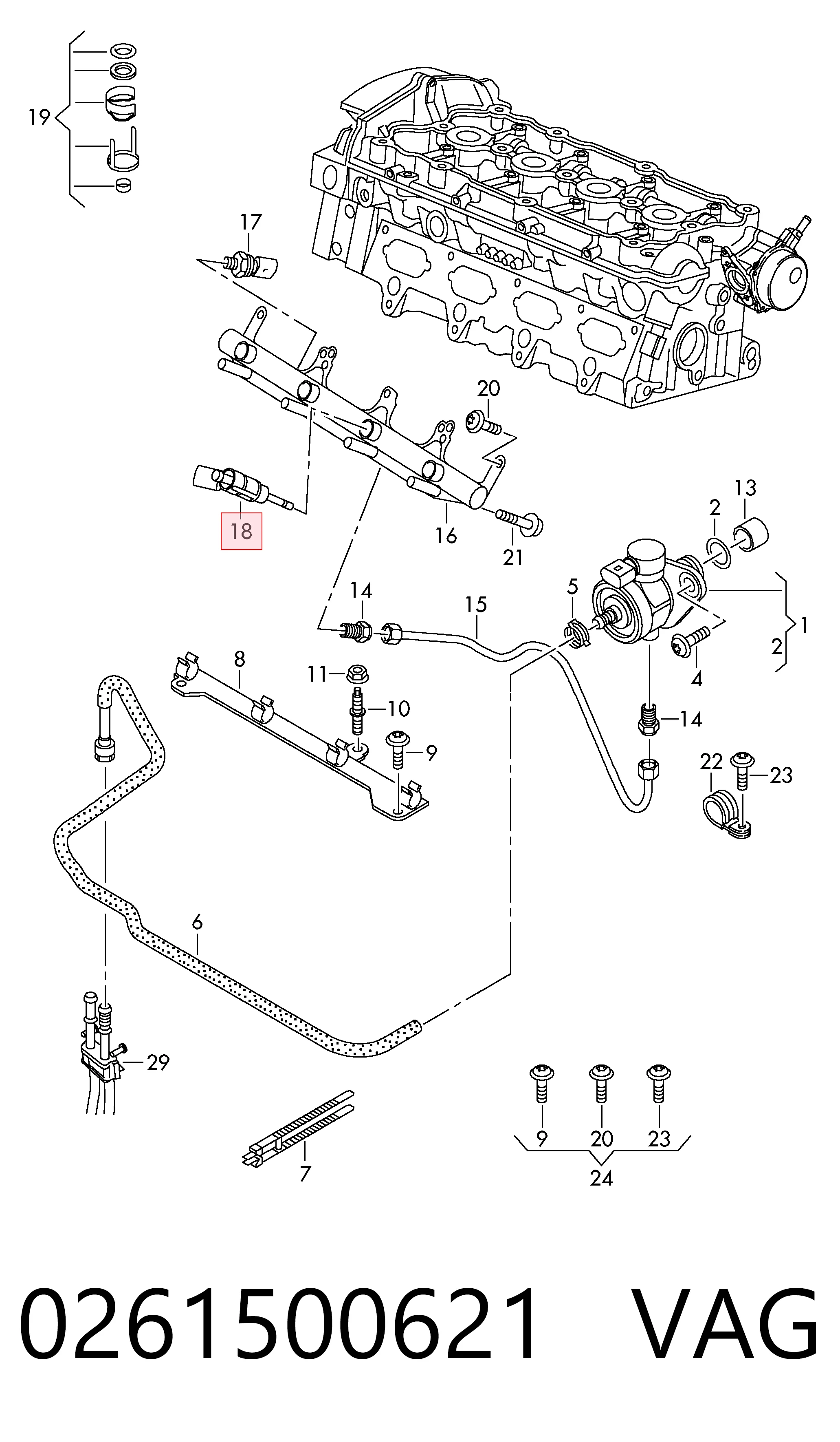 Форсунка вприску палива на Volkswagen Passat B6 3C5