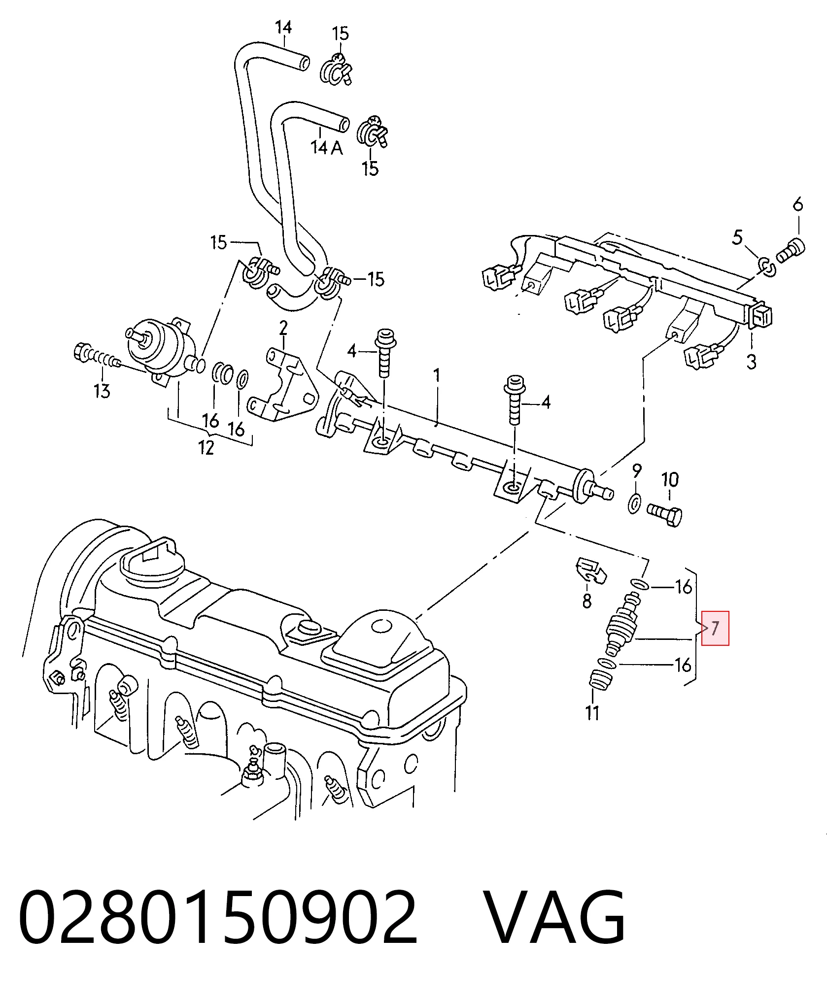 Форсунка вприску палива на Volkswagen Golf II 19E, 1G1