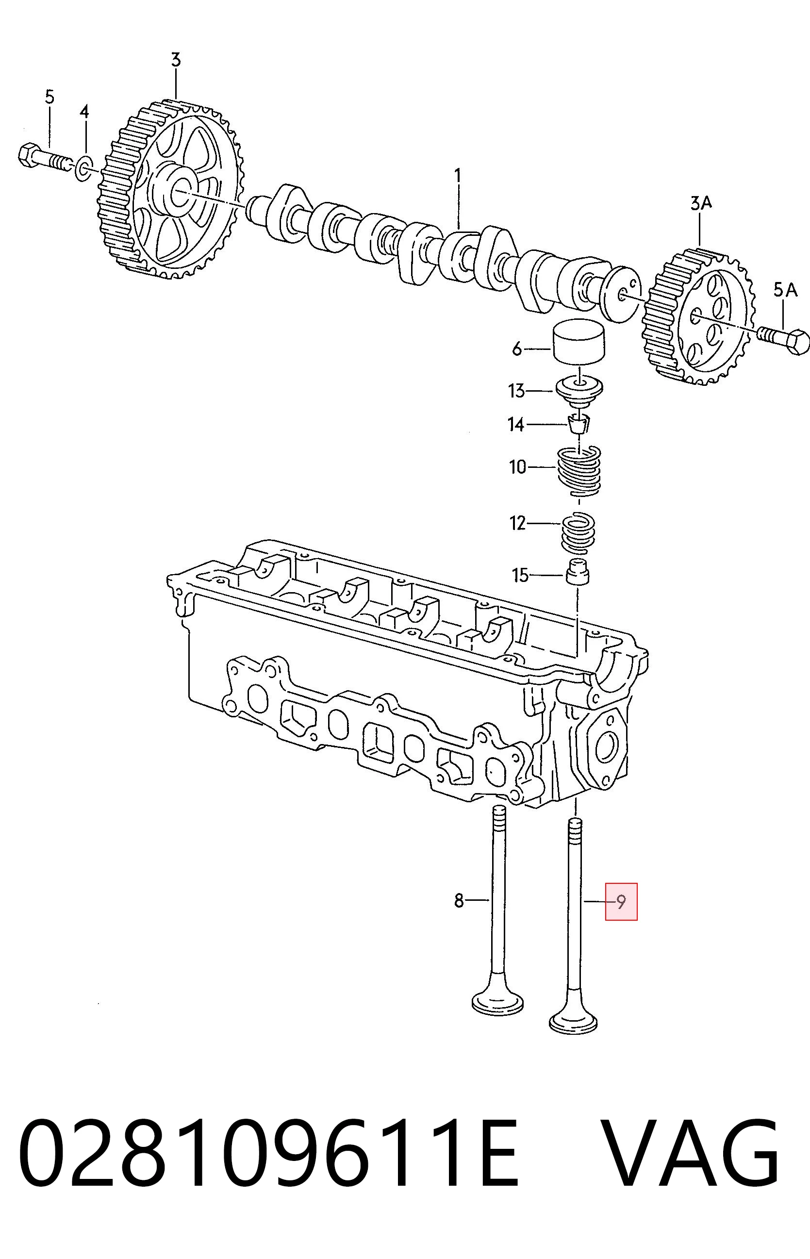 028109611E VAG Випускний клапан двигуна