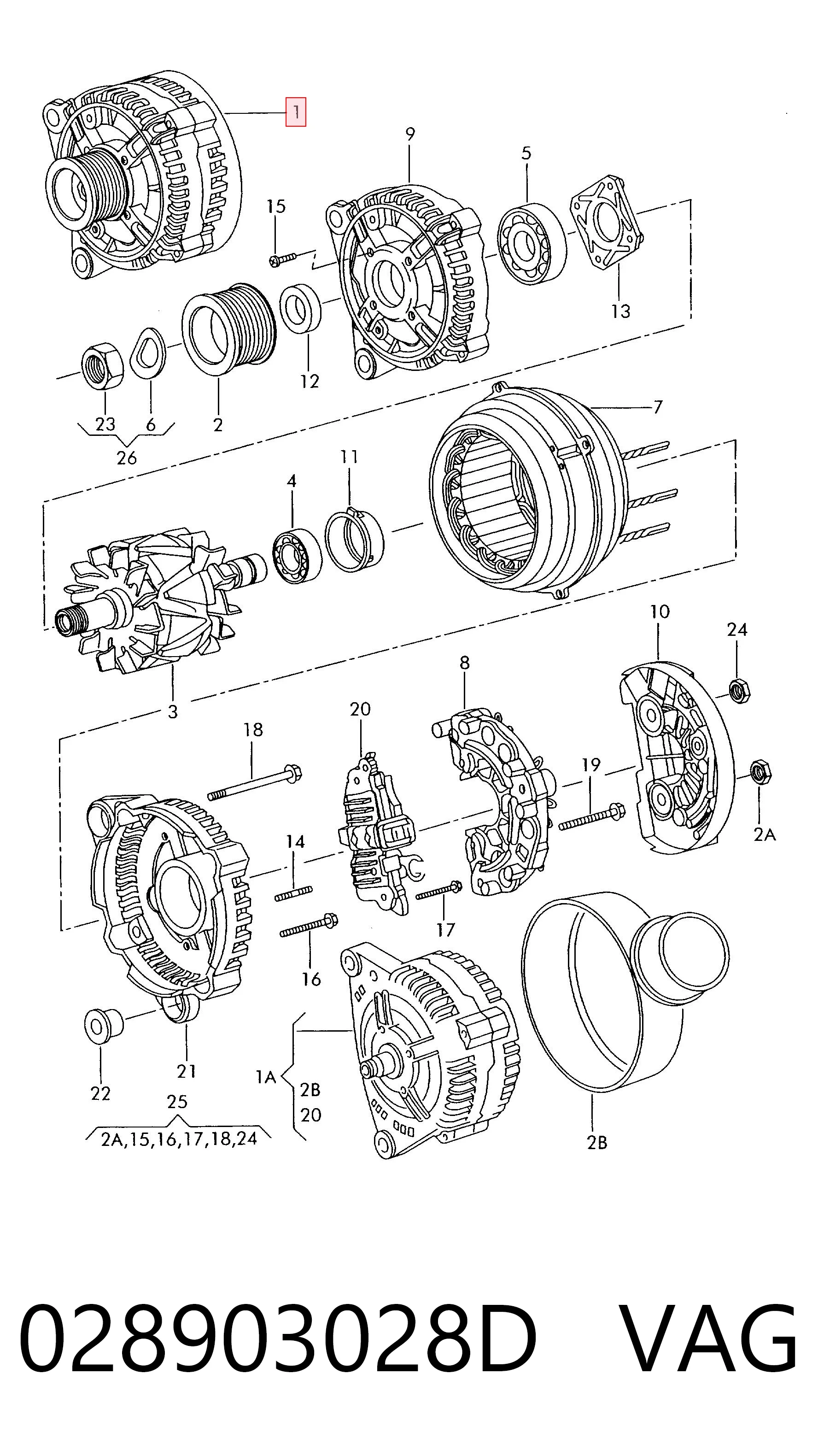 Генератор 028903028D VAG