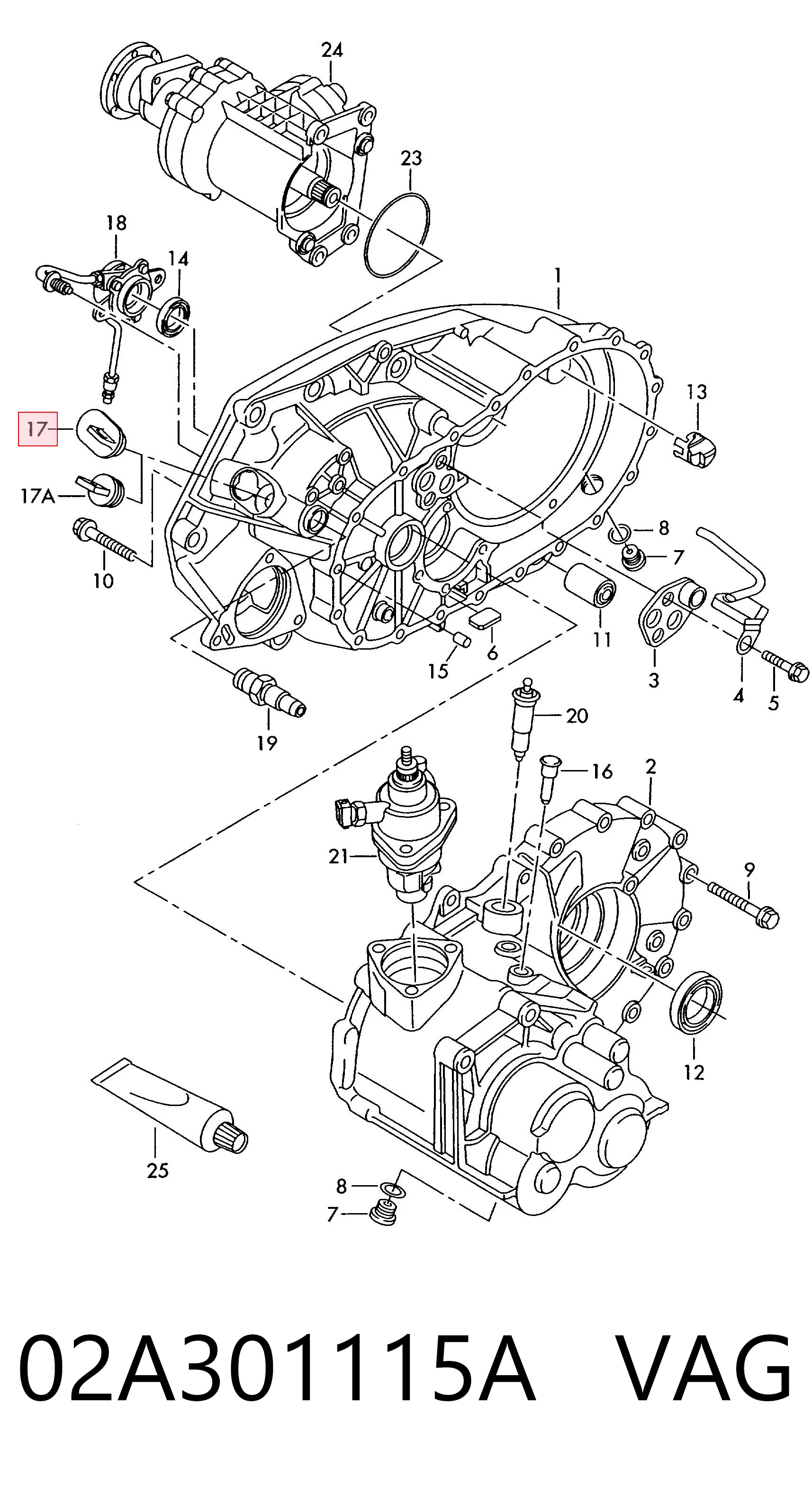 02A301115A VAG Заглушка задньої кришки КПП
