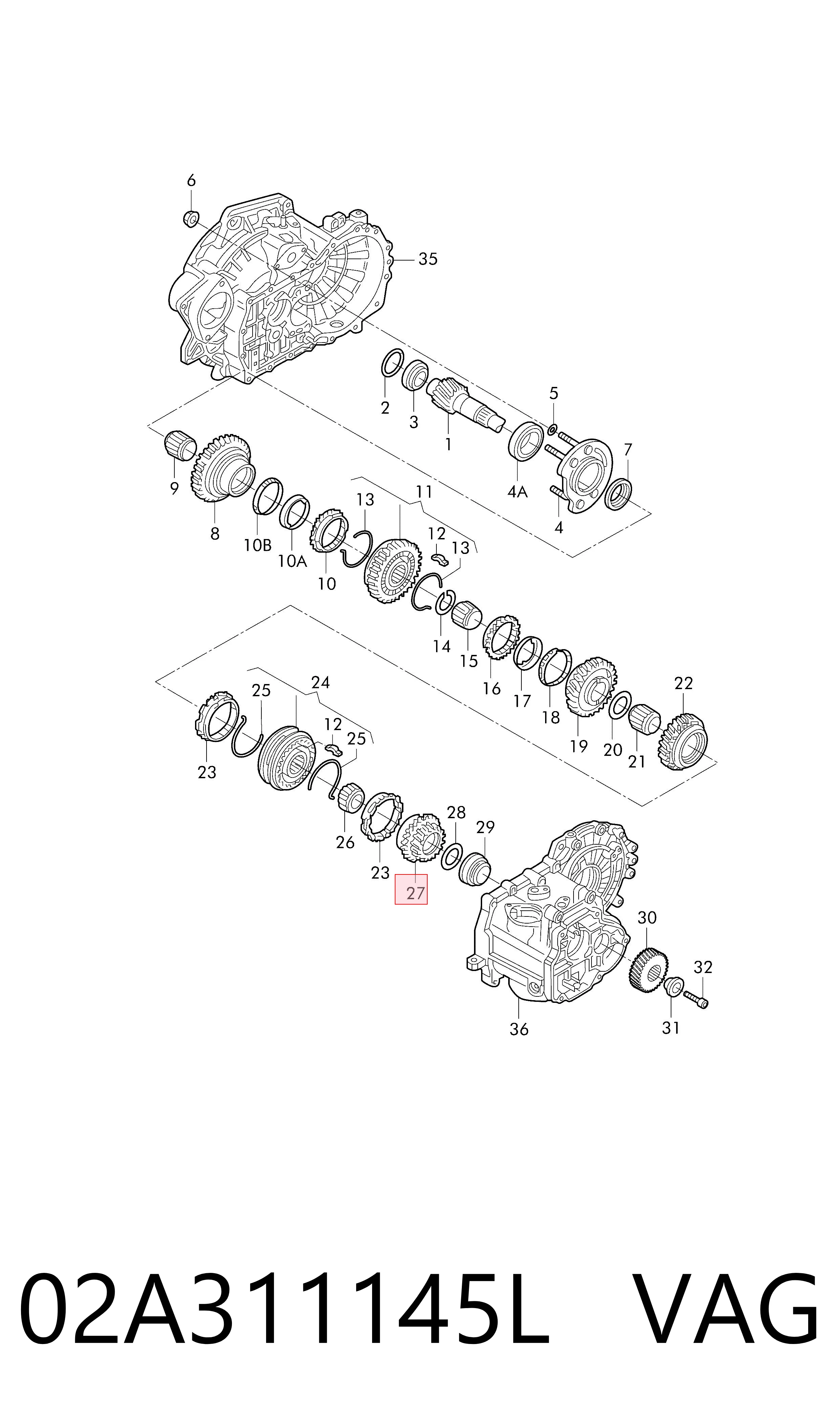 02A311145L VAG Шестерня 4-ї передачі, ведена