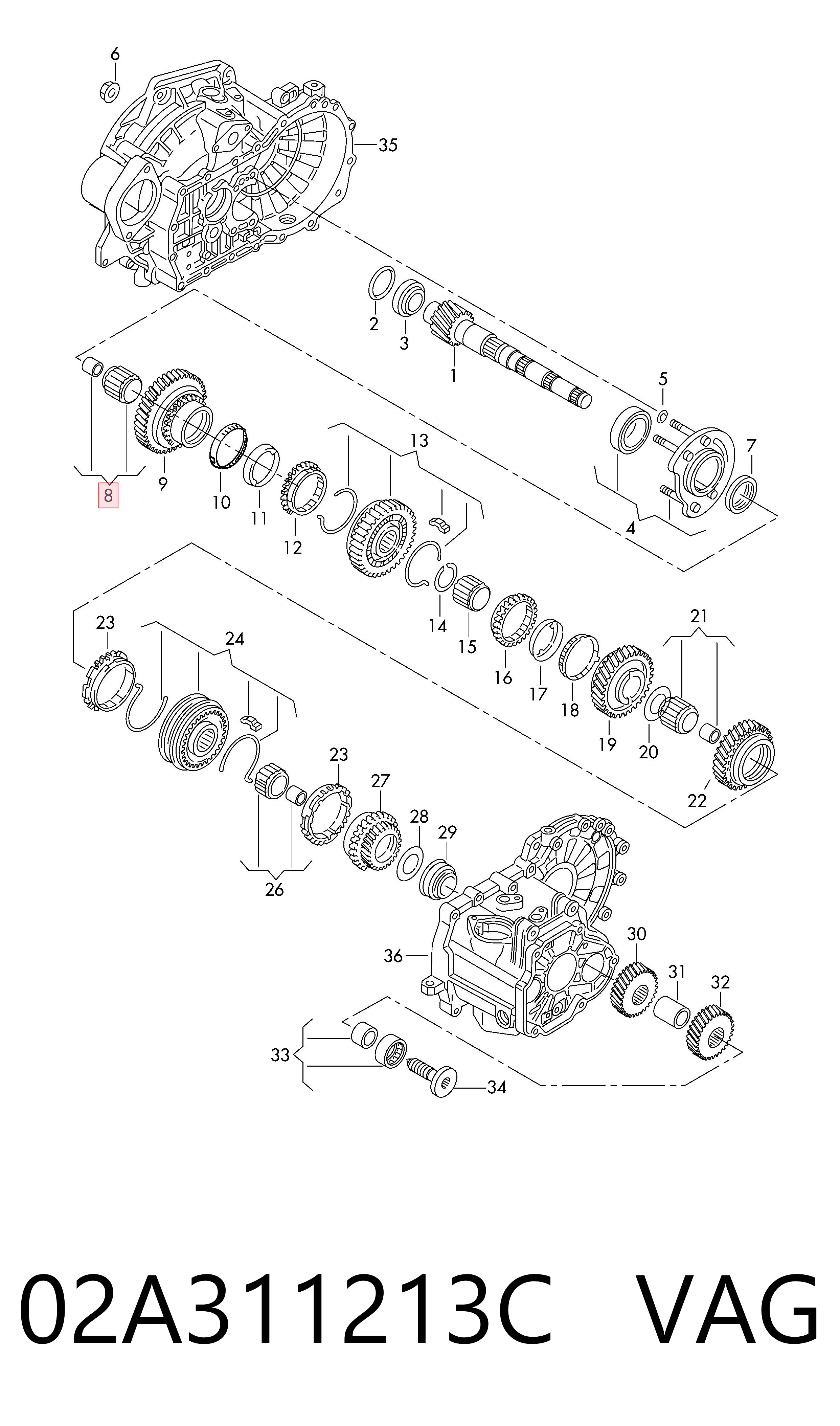 02A311213C VAG Підшипник КПП