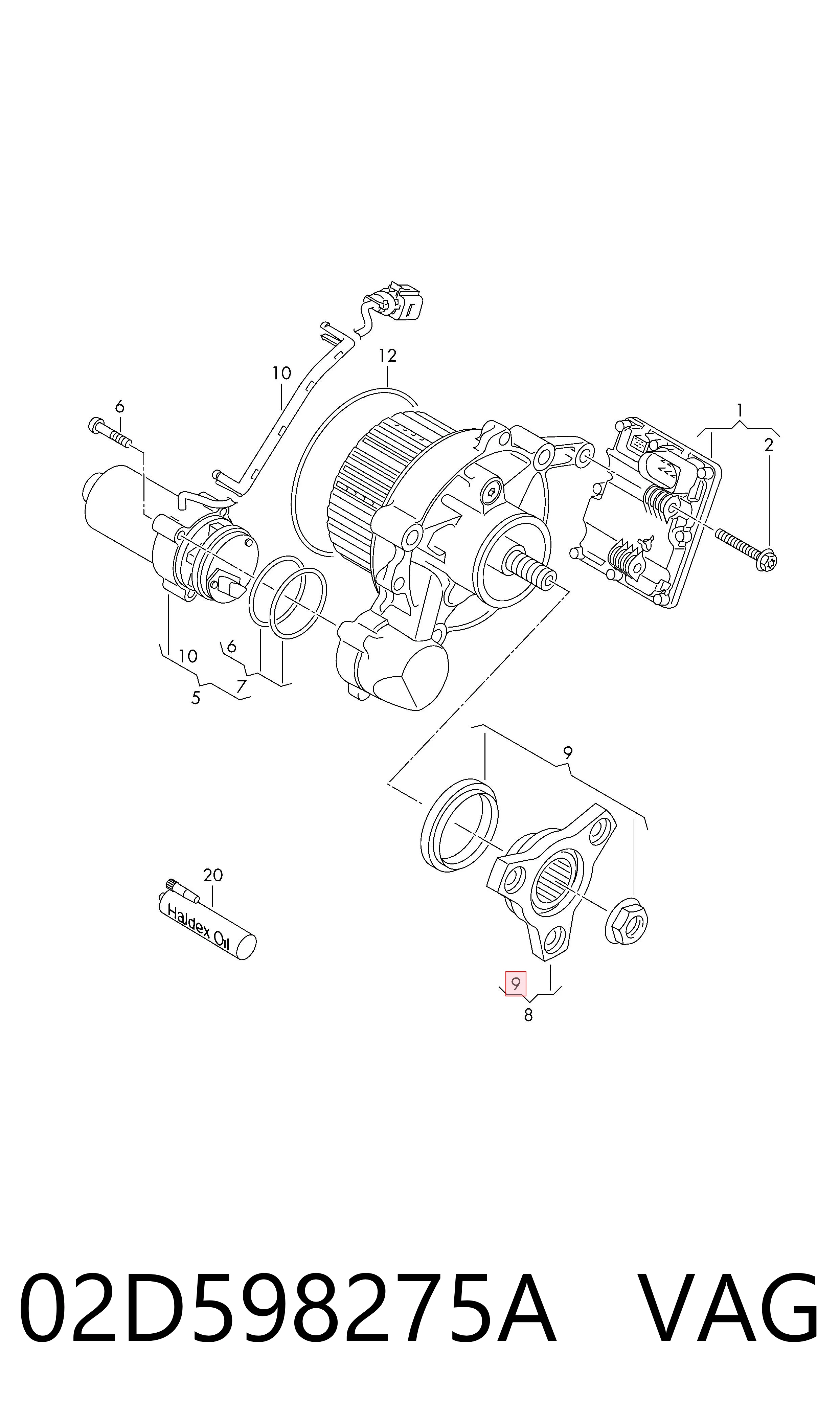 02D598275A VAG Сальник муфти Haldex